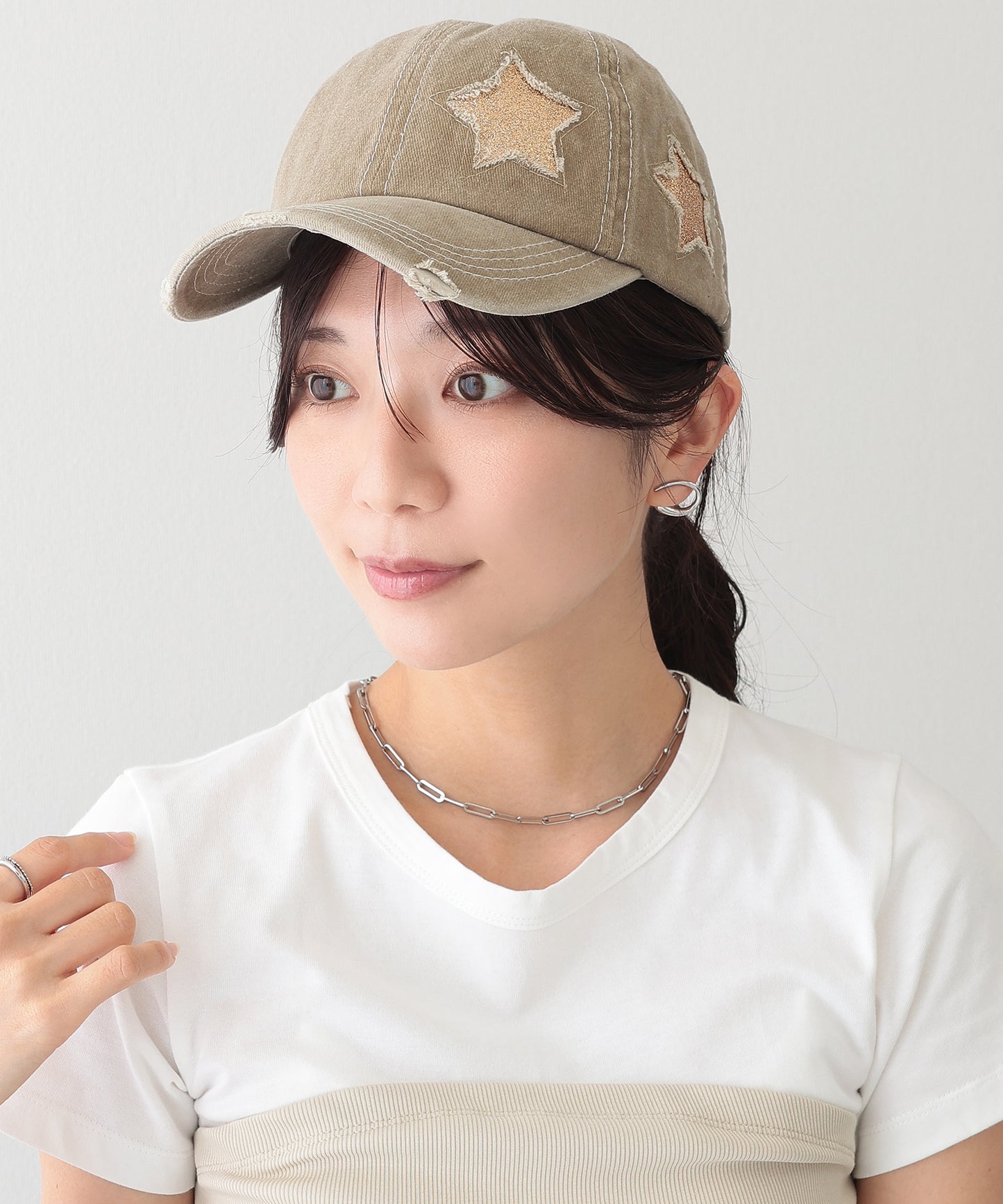 ダメージ 星 ステッチ ベースボール キャップ