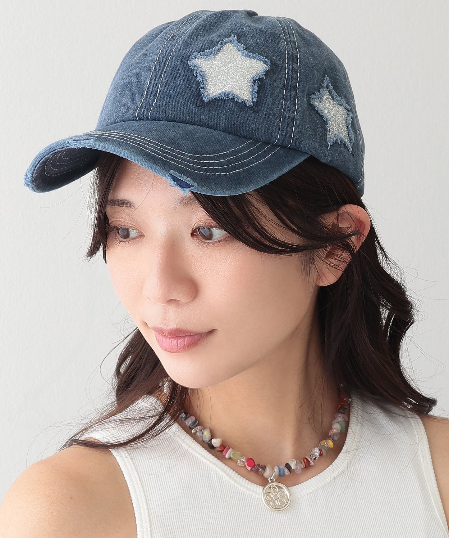 ダメージ 星 ステッチ ベースボール キャップ