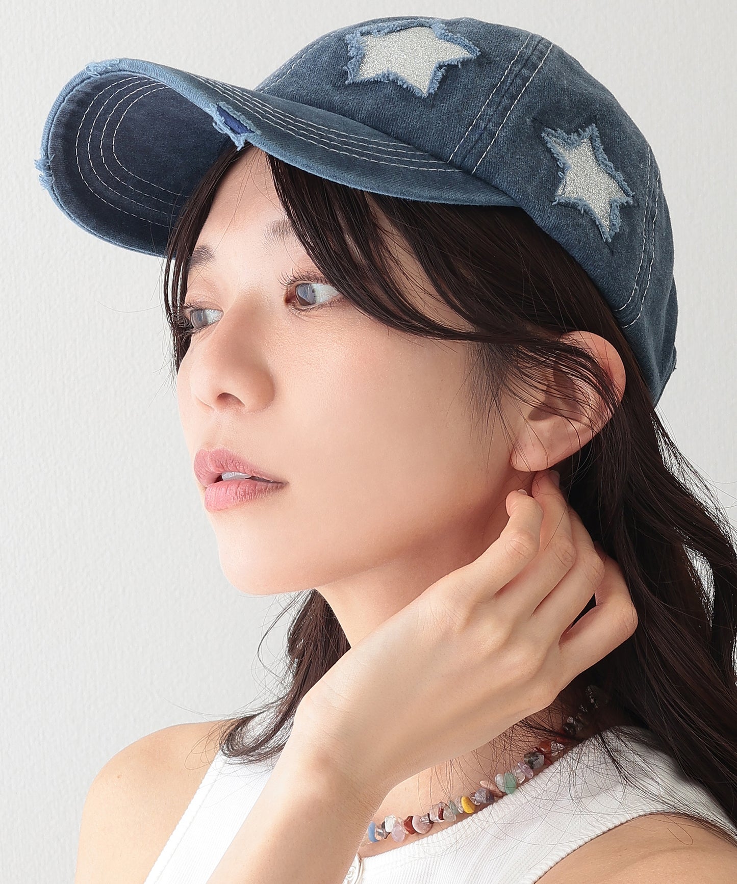 ダメージ 星 ステッチ ベースボール キャップ