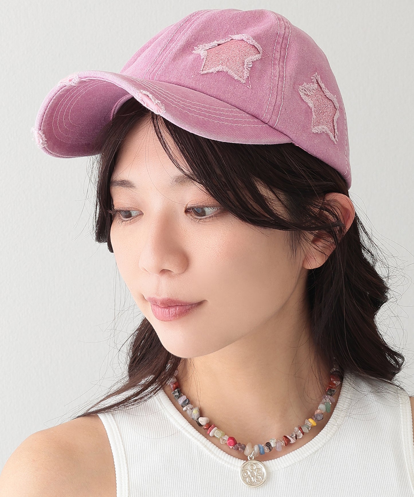 ダメージ 星 ステッチ ベースボール キャップ