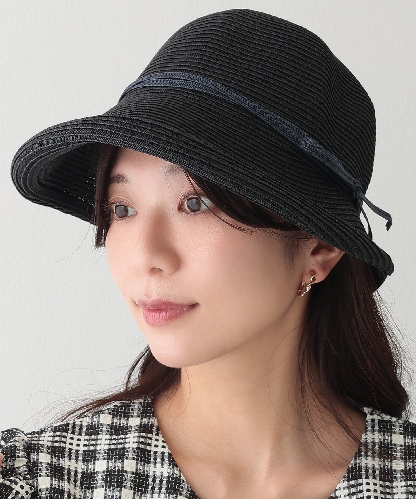 リボン付き ストロー クロッシェ ハット