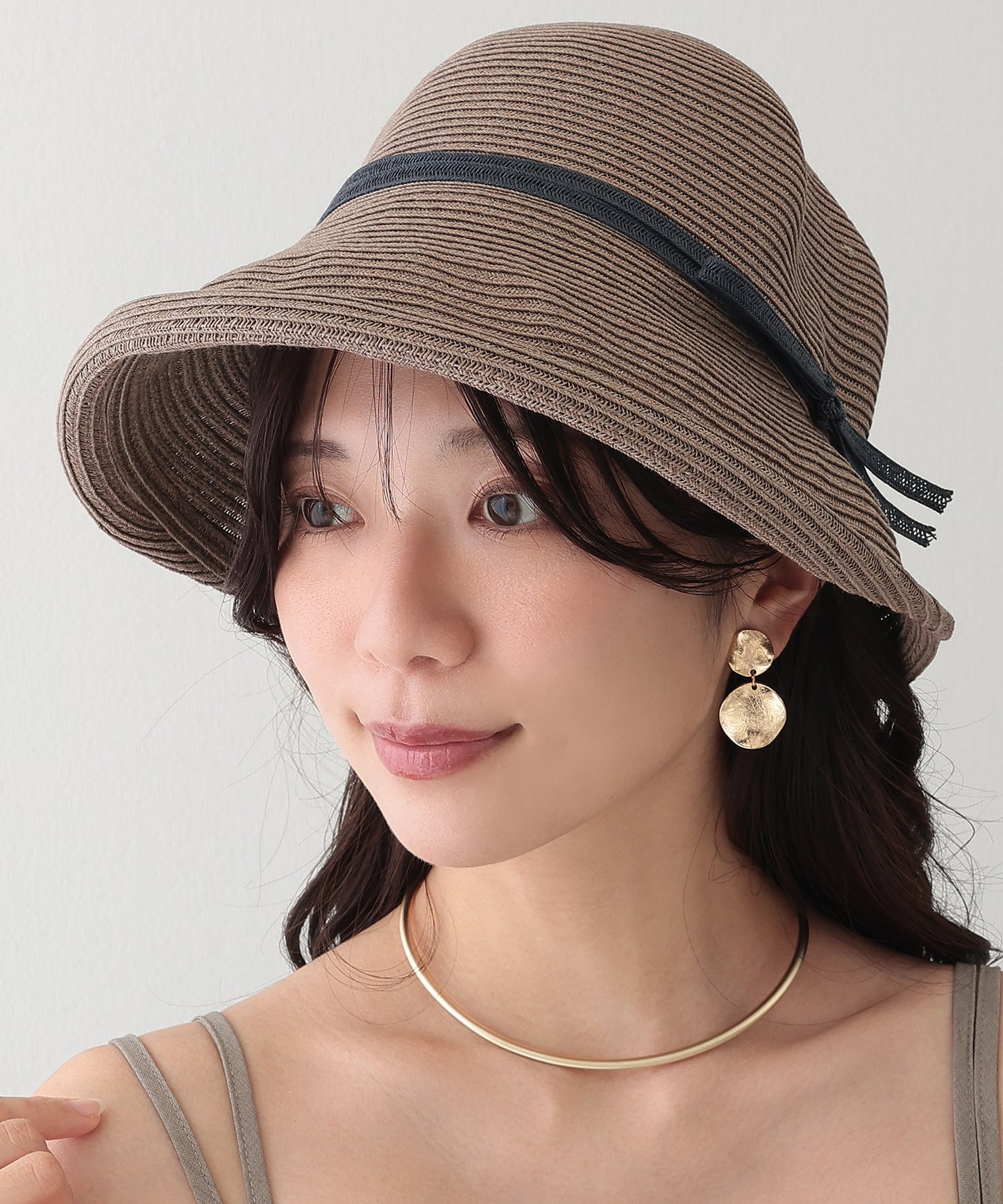 リボン付き ストロー クロッシェ ハット