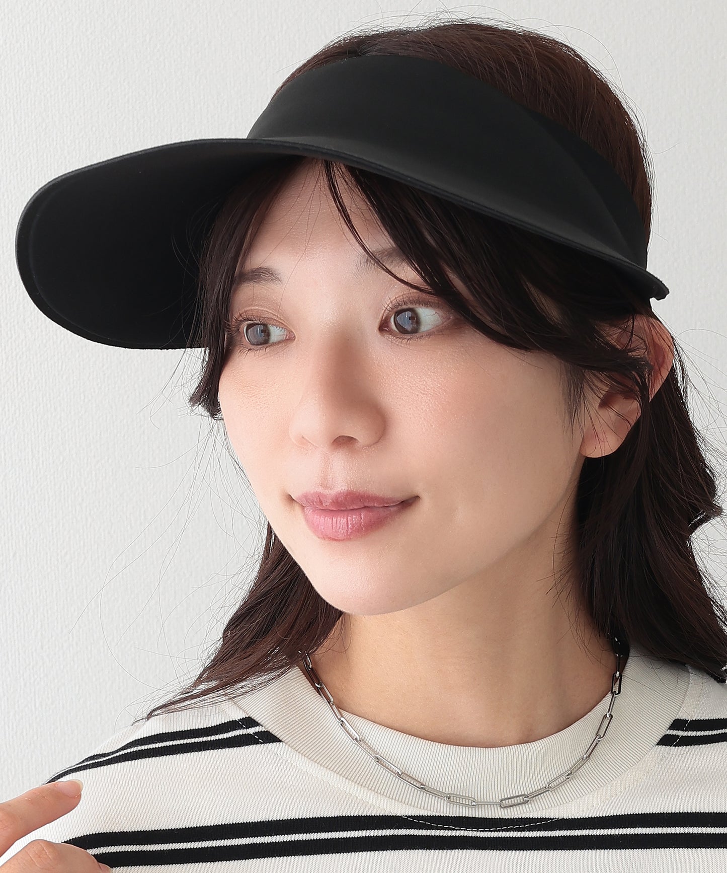 ソリッドカラー UVカット ワイド サンバイザー キャップ