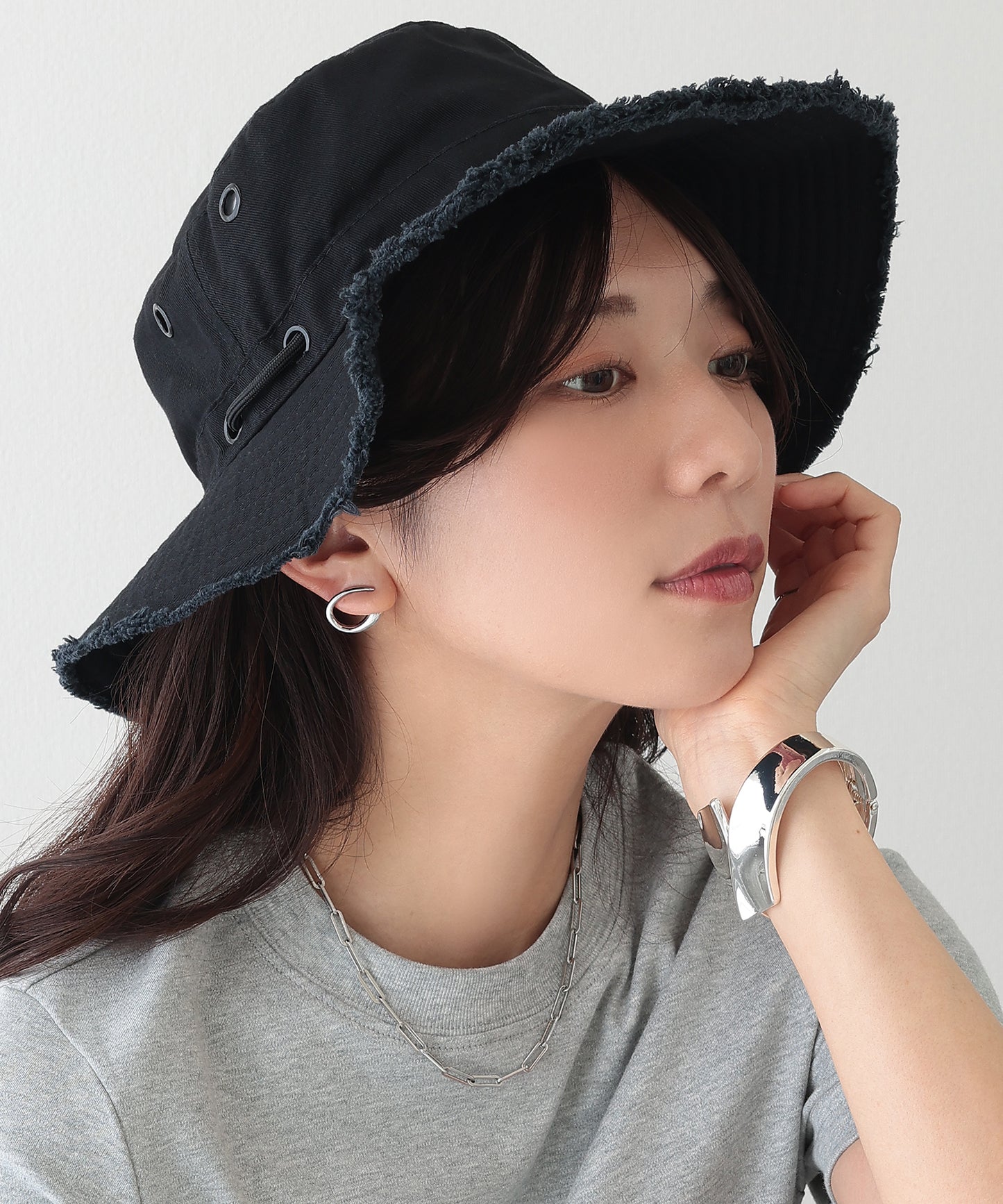 アジャスター付き フリンジ ベーシック ワーク ハット