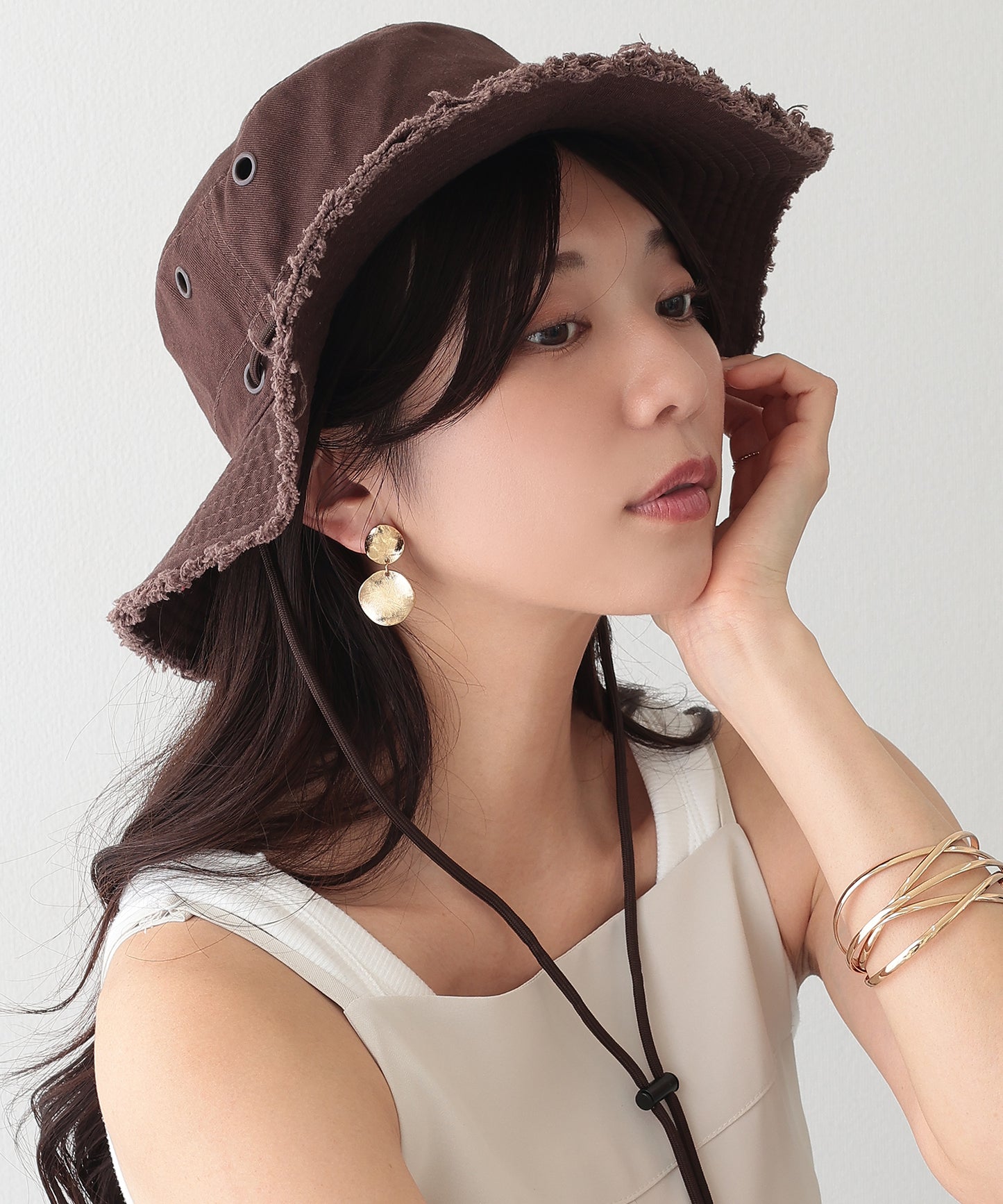 アジャスター付き フリンジ ベーシック ワーク ハット