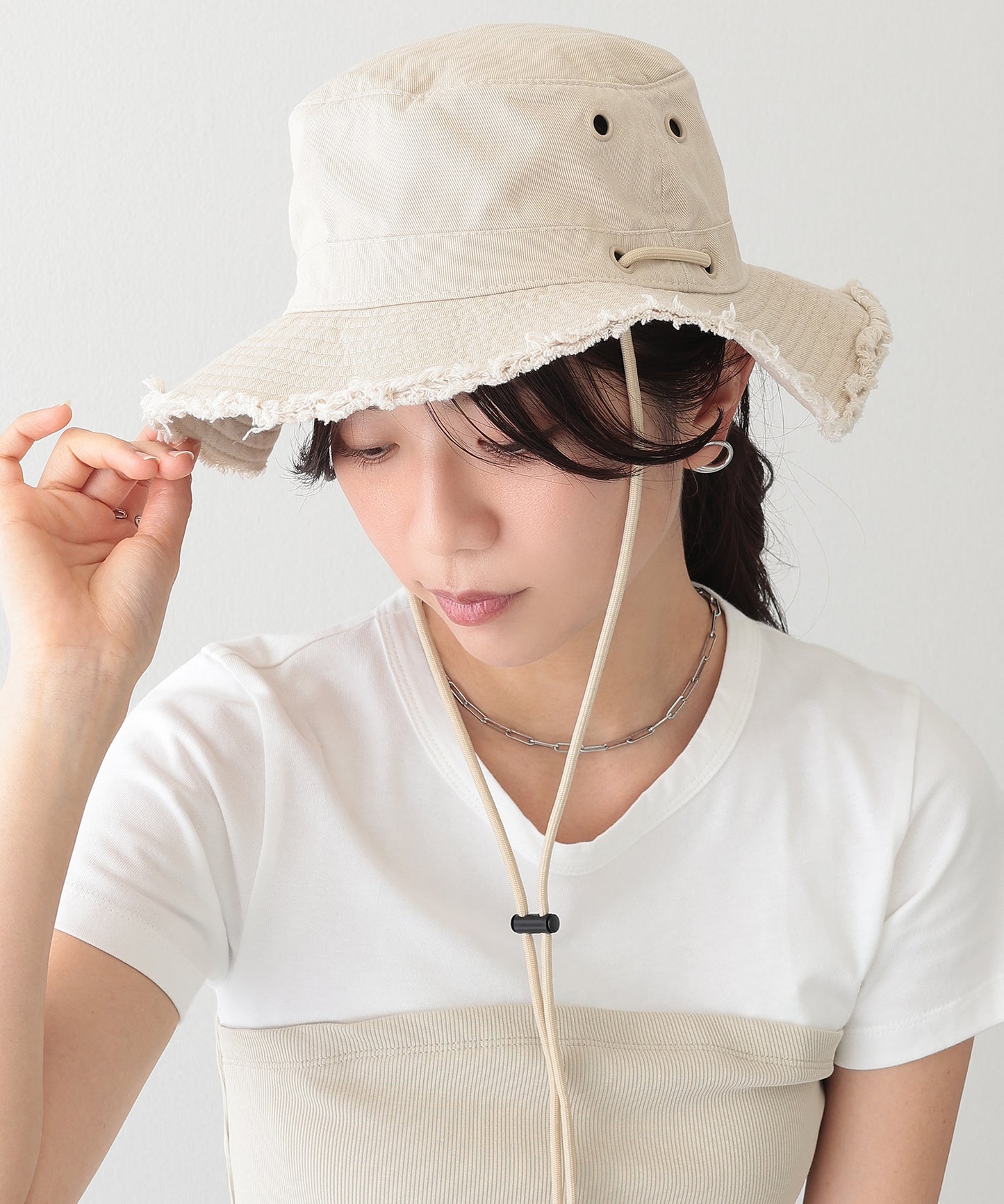 アジャスター付き フリンジ ベーシック ワーク ハット