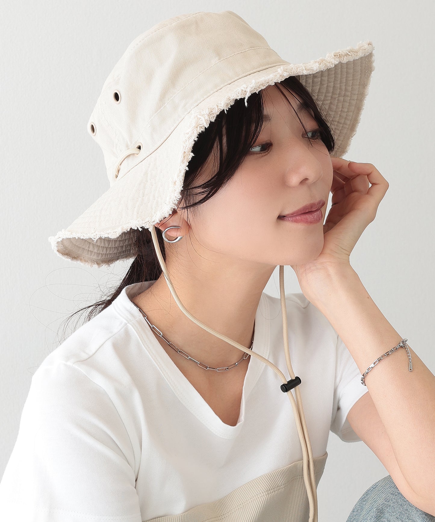 アジャスター付き フリンジ ベーシック ワーク ハット