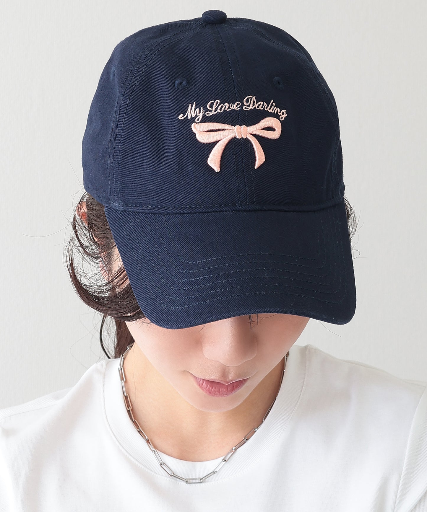 リボン 刺繍 ソリッドカラー ベーシック キャップ