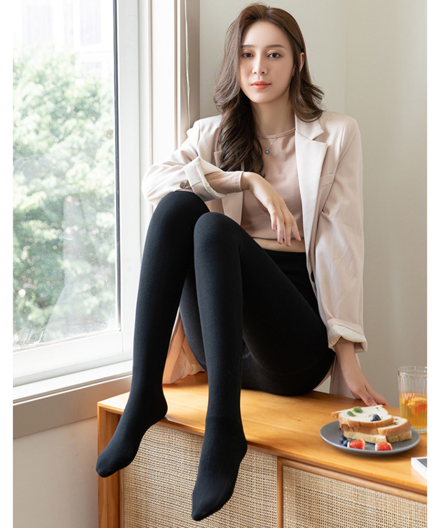 ハイウスト トレンカ タイツ 立体構造 ボーン加工