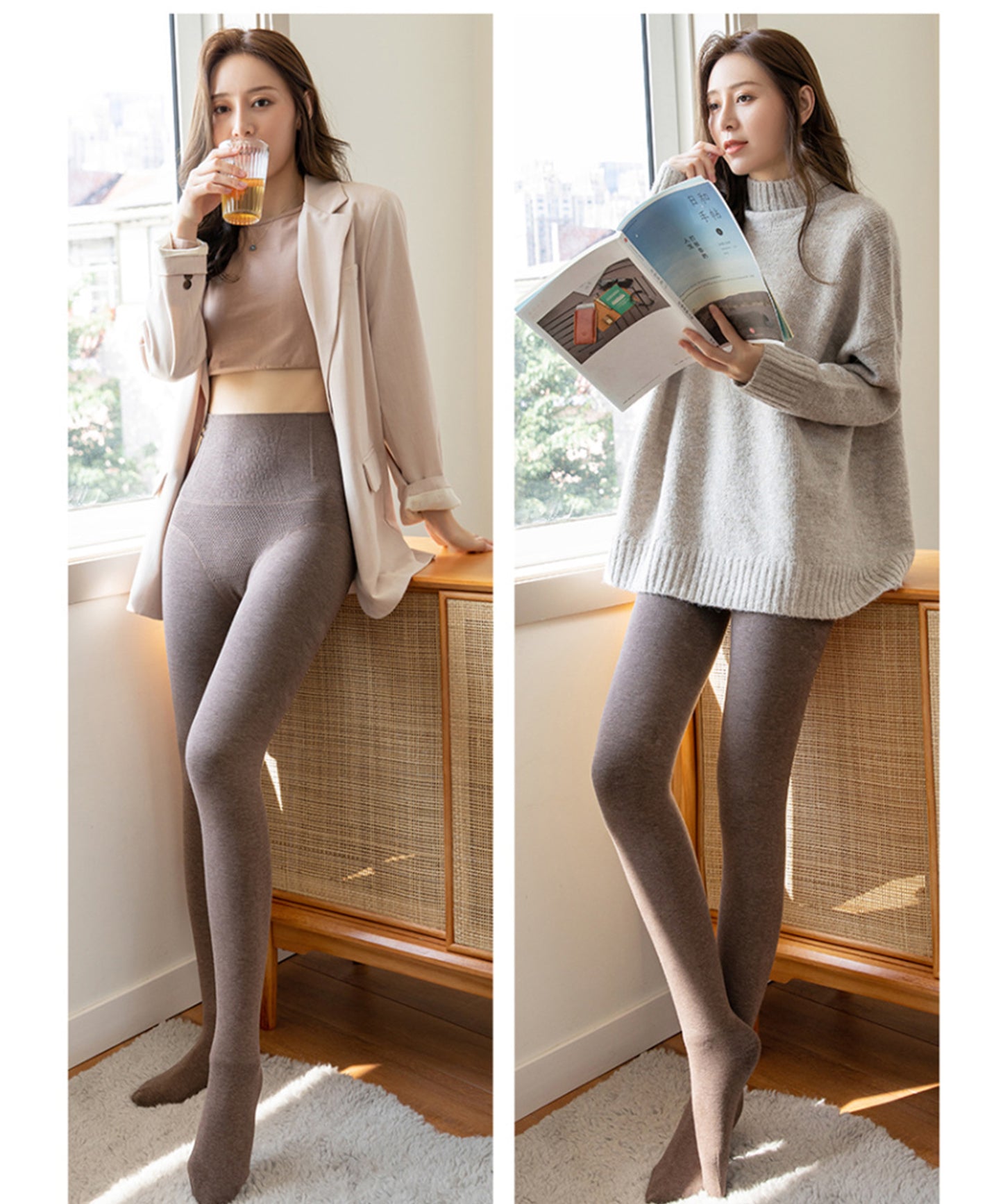 ハイウスト トレンカ タイツ 立体構造 ボーン加工