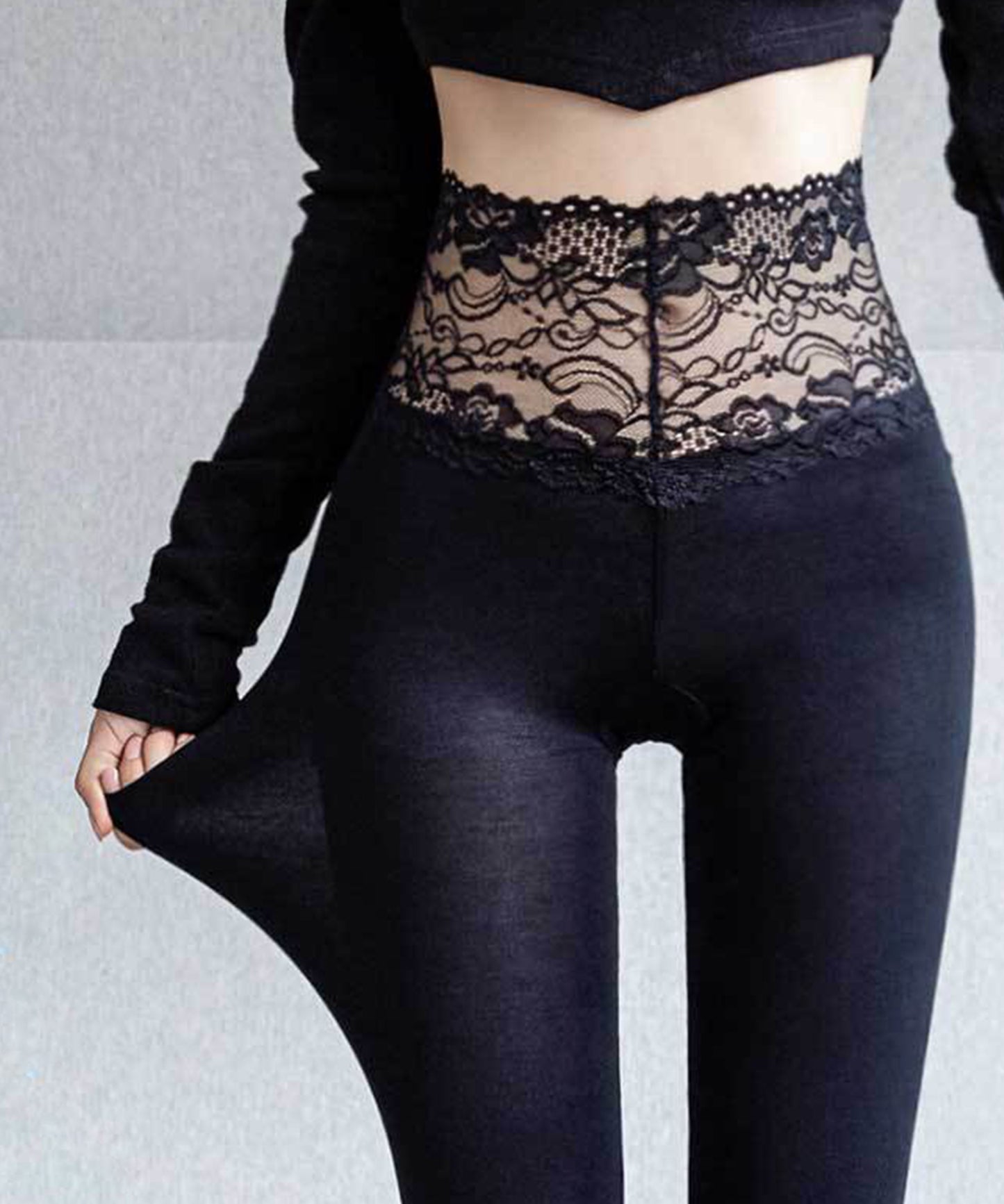 レース ドッキング ハイウエスト ベーシック レギンス