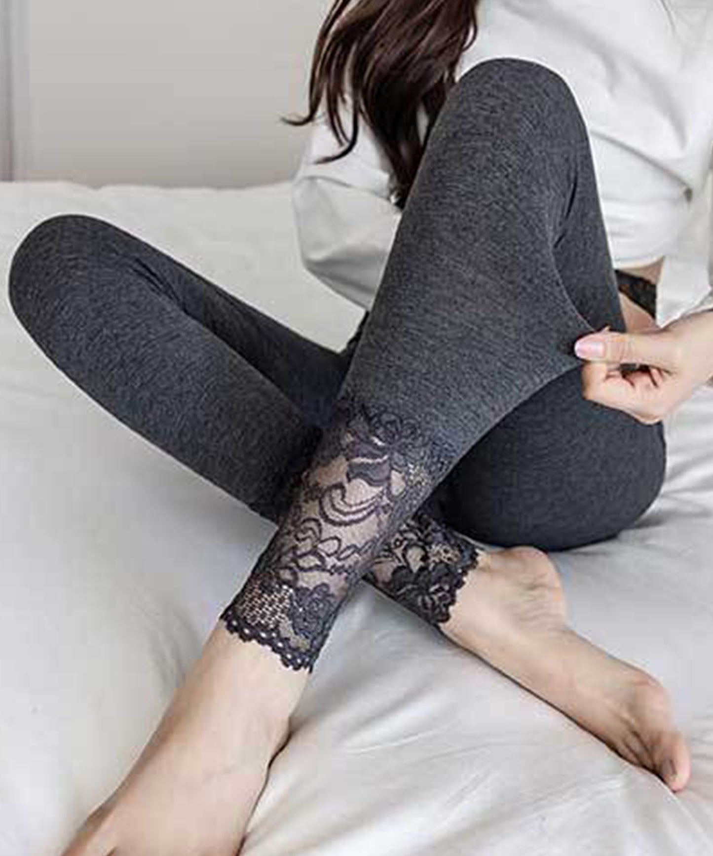 レース ドッキング ハイウエスト ベーシック レギンス