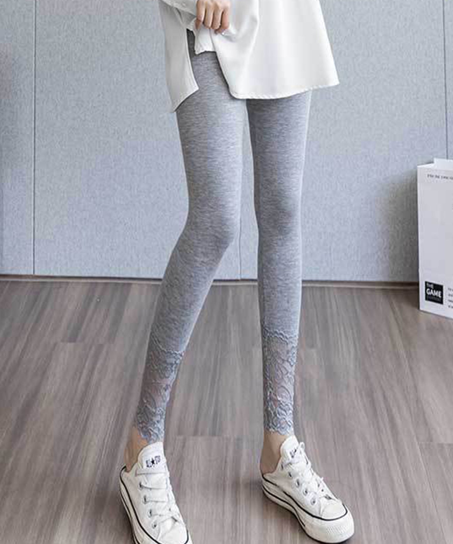 レース ドッキング ハイウエスト ベーシック レギンス