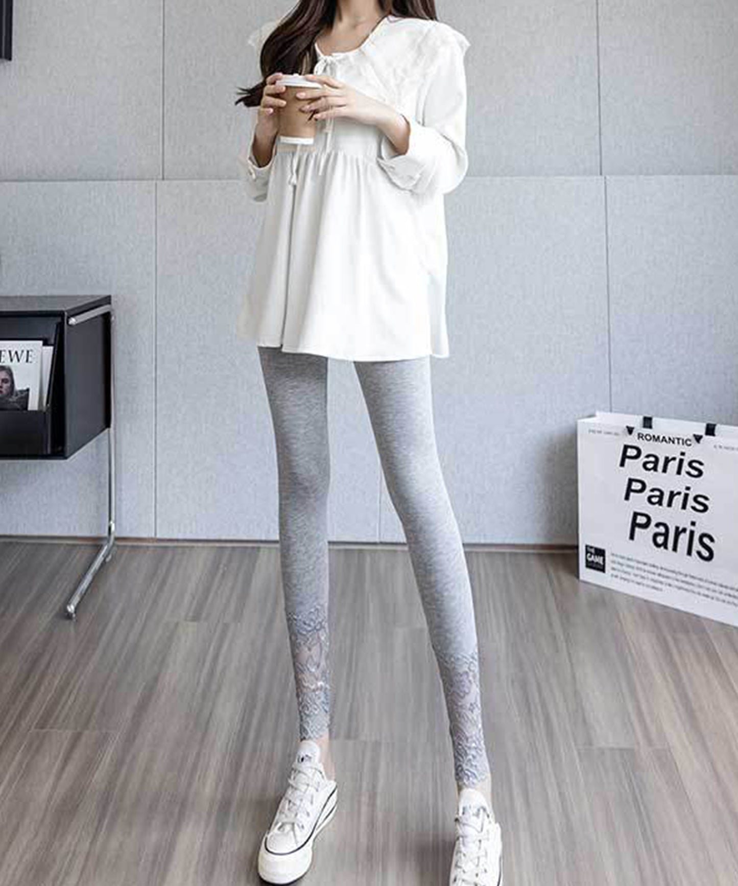 レース ドッキング ハイウエスト ベーシック レギンス