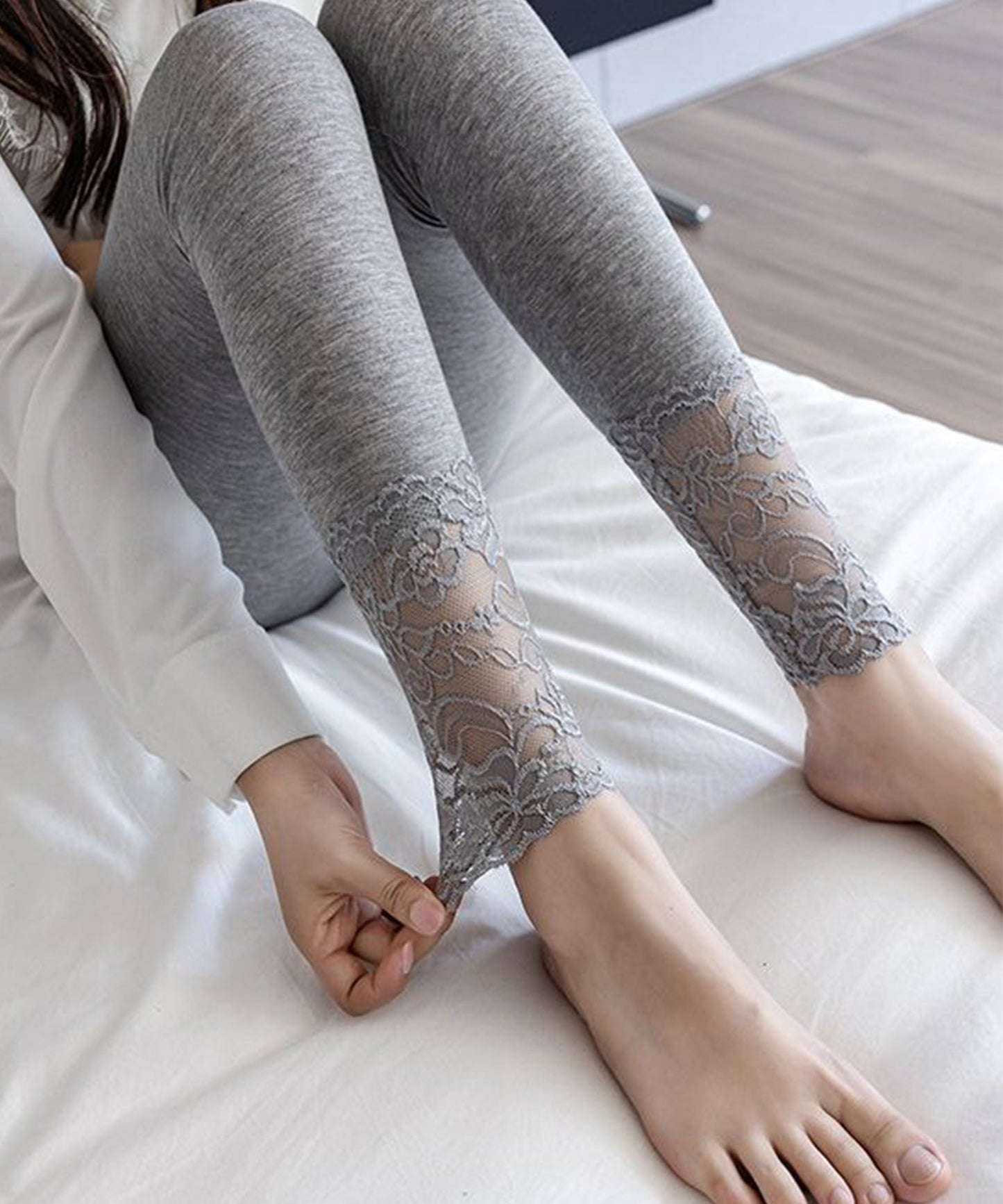 レース ドッキング ハイウエスト ベーシック レギンス