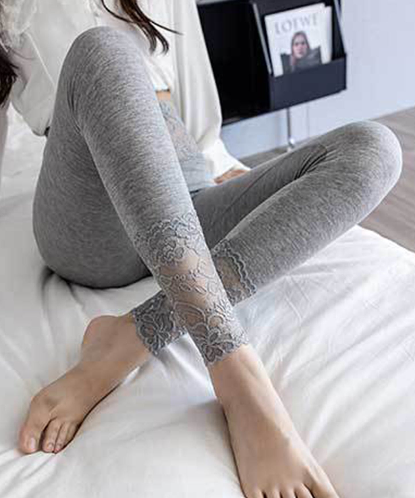 レース ドッキング ハイウエスト ベーシック レギンス