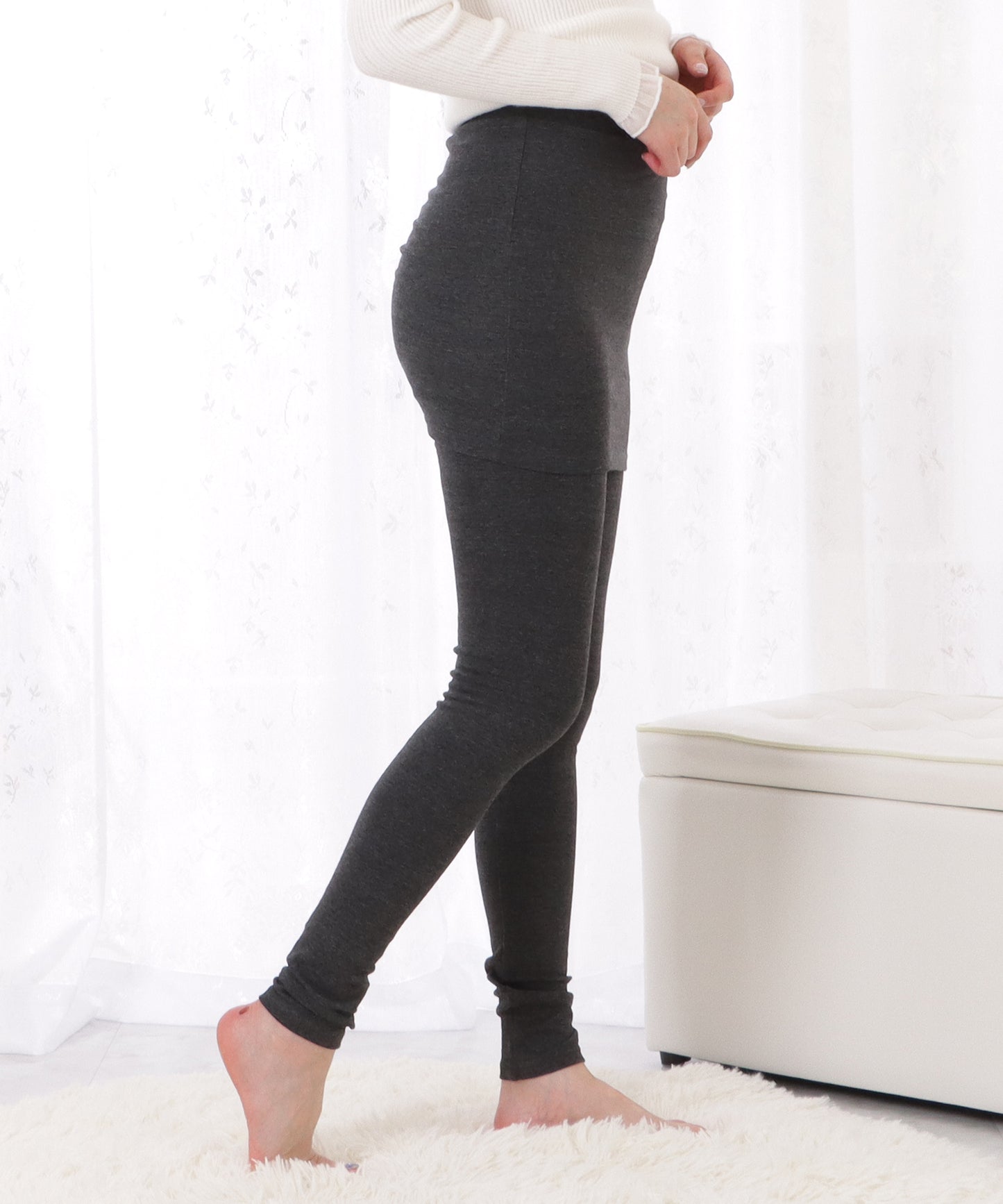 スカート付きフェイクレイヤードレギンス