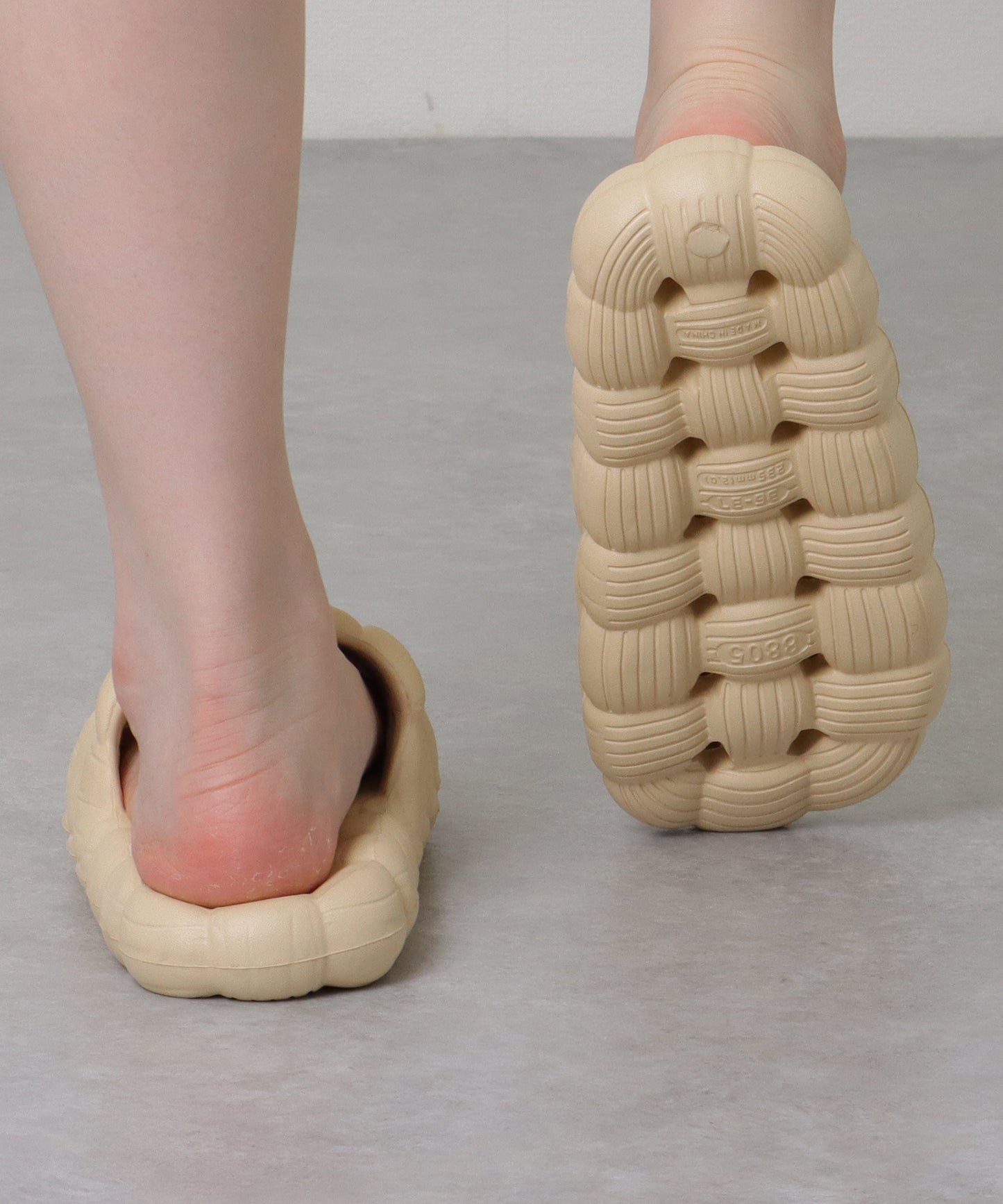 ソリッドカラー 立体 メッシュ フラット オープン サンダル