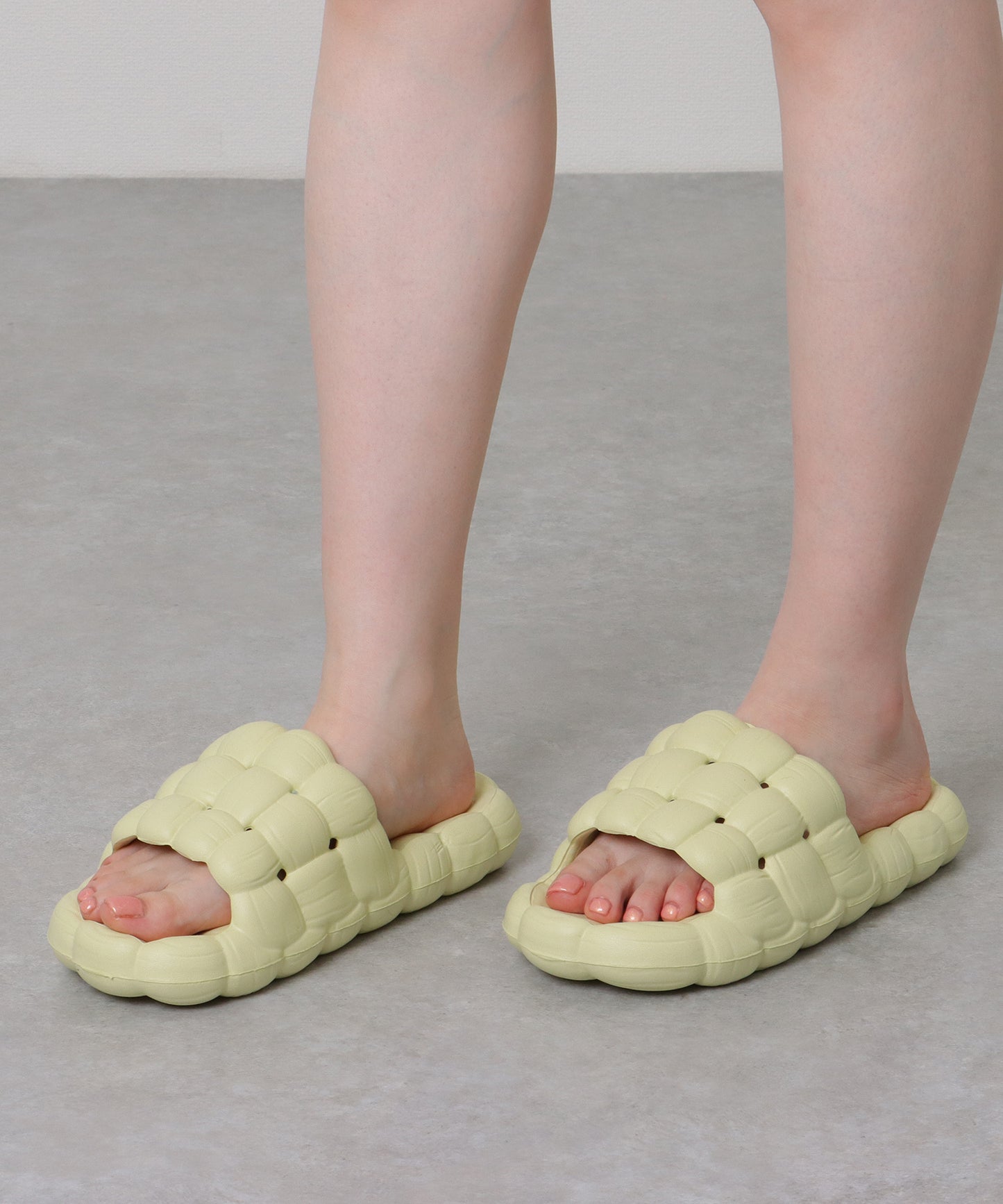 ソリッドカラー 立体 メッシュ フラット オープン サンダル