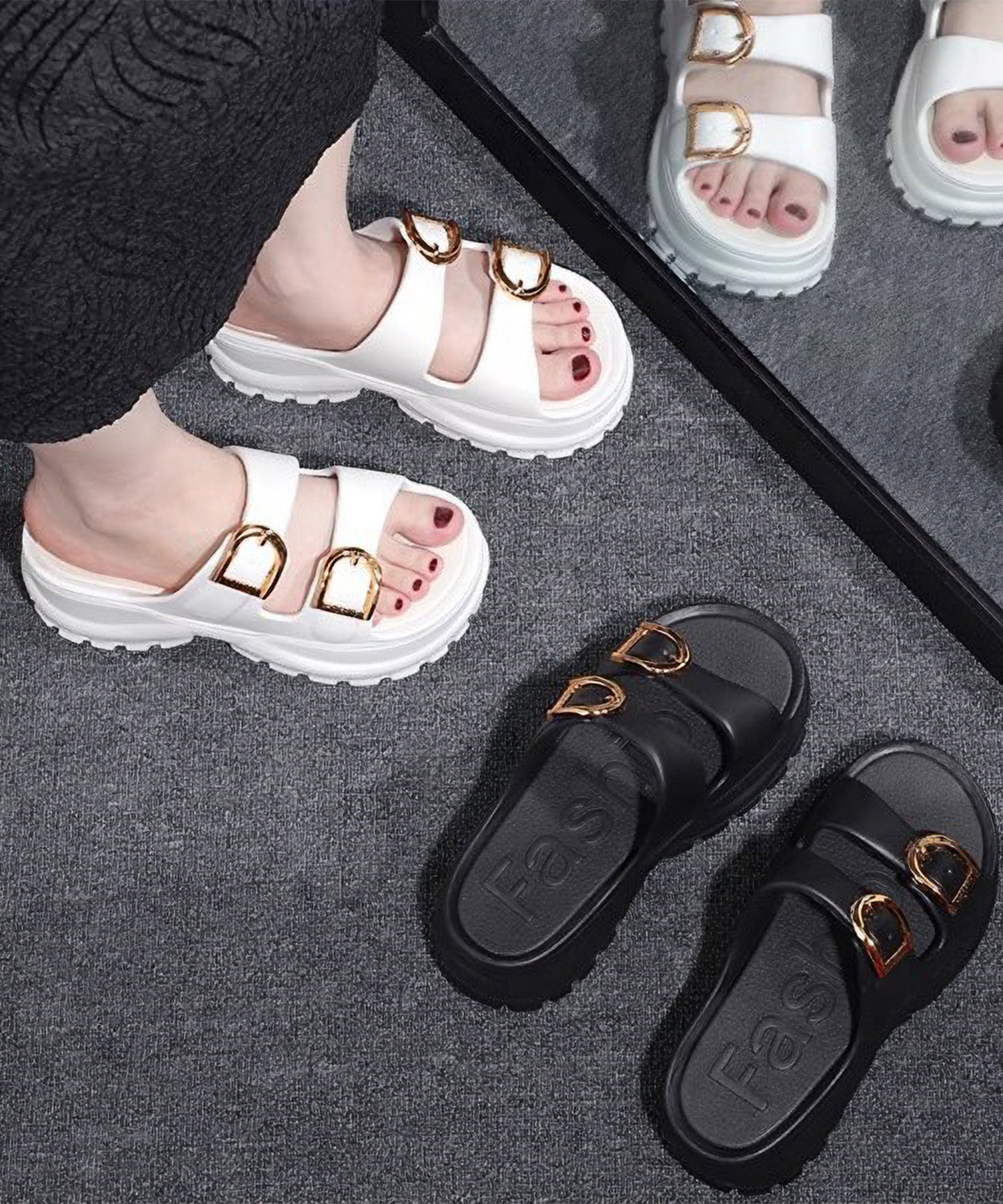 ダブル ベルト EVA トラックソール 厚底 サンダル