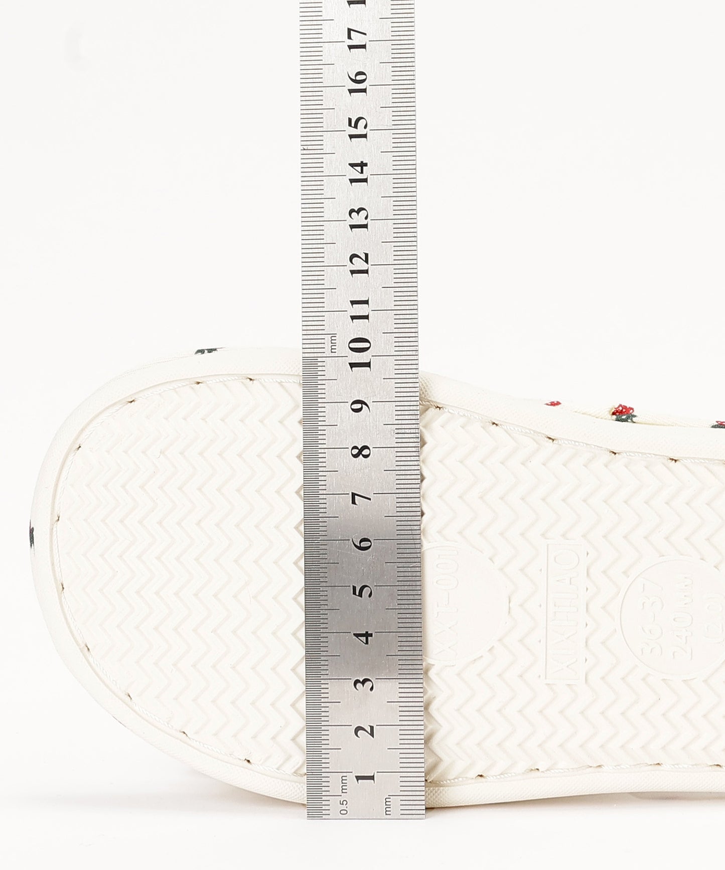 イチゴ柄 リボン オープン フラット スリッパ