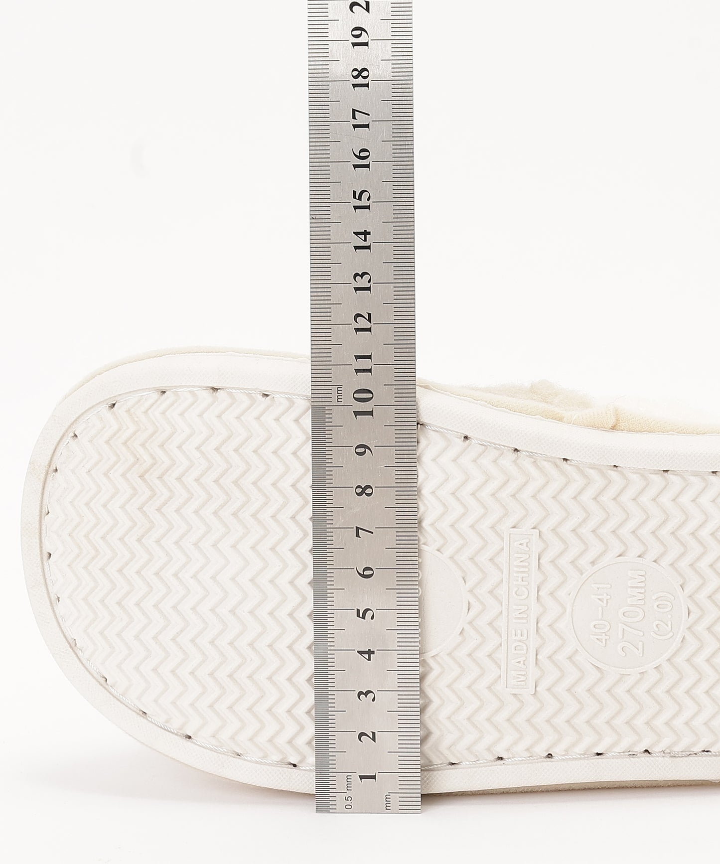 配色 ボア リボン付き スリッパ ルームシューズ