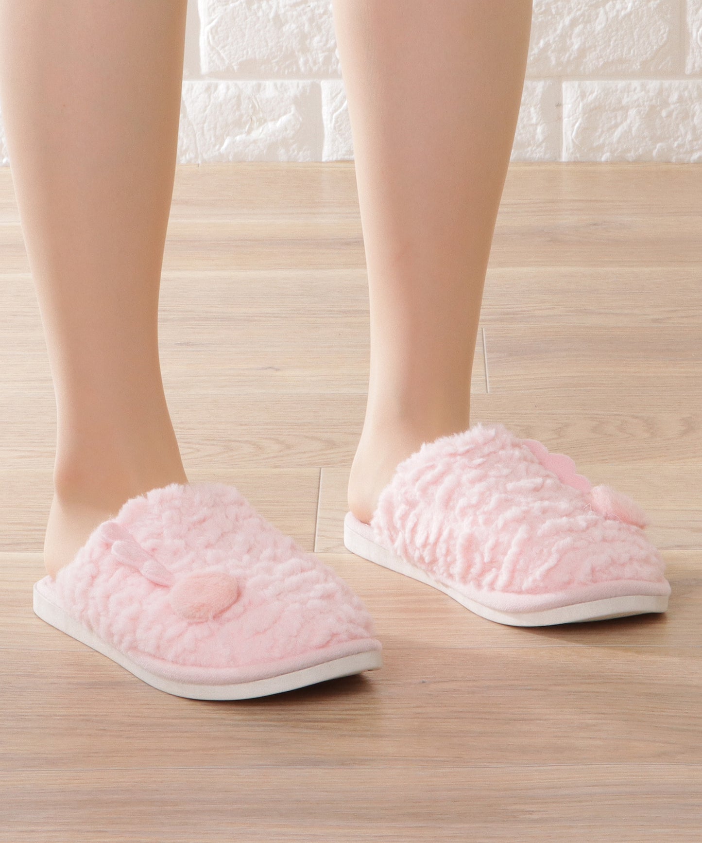 羽付き ふわふわ ファー ルーム スリッパ