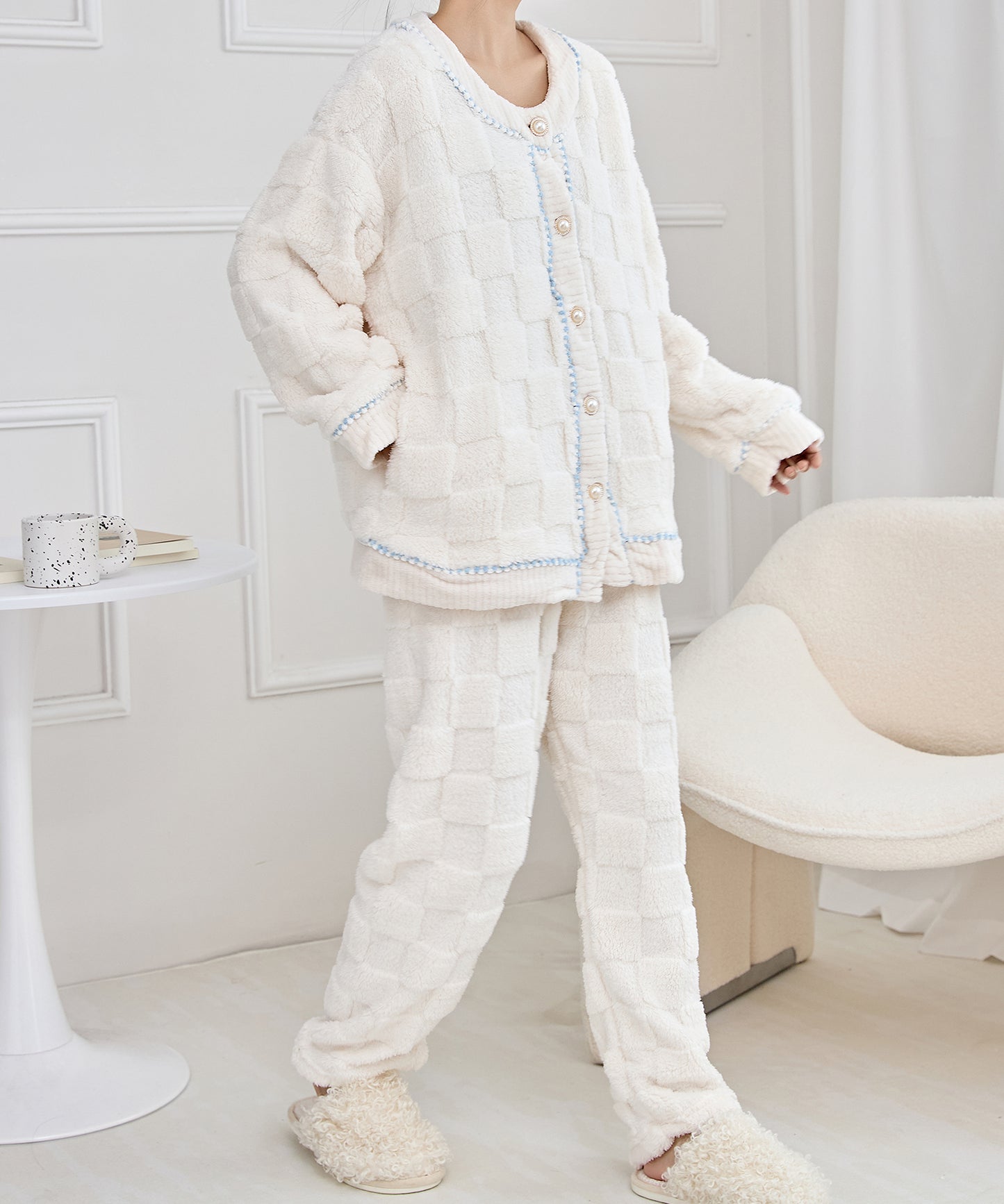 配色 チェック 厚手 フランネル ルームウエア