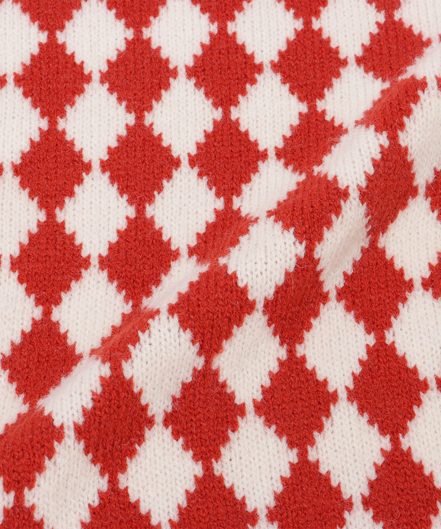 配色 ダイヤモンド チェック柄 ニット マフラー