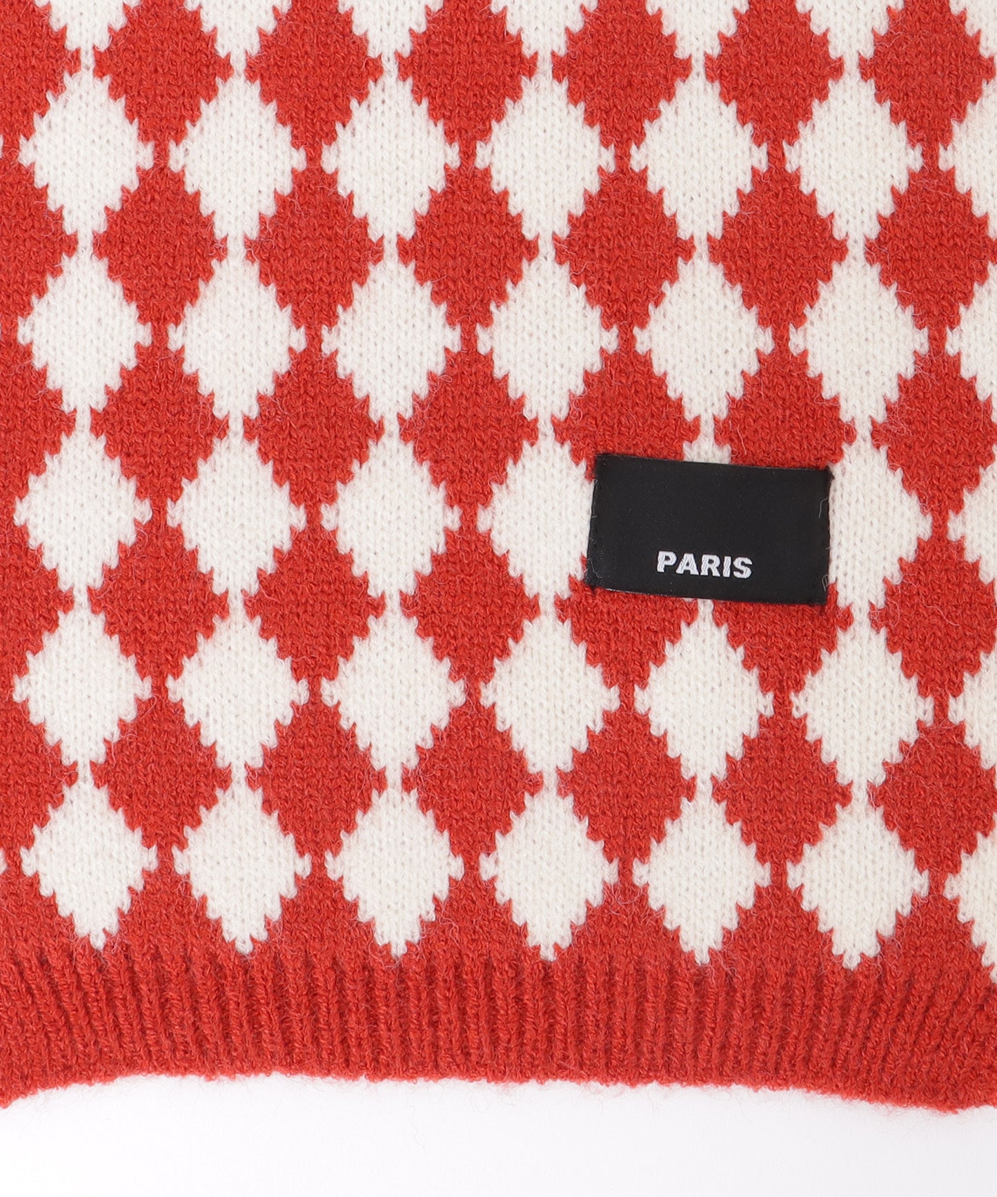 配色 ダイヤモンド チェック柄 ニット マフラー