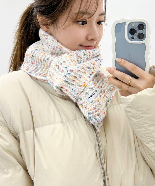 ミックス カラー タグ付き ニット マフラー