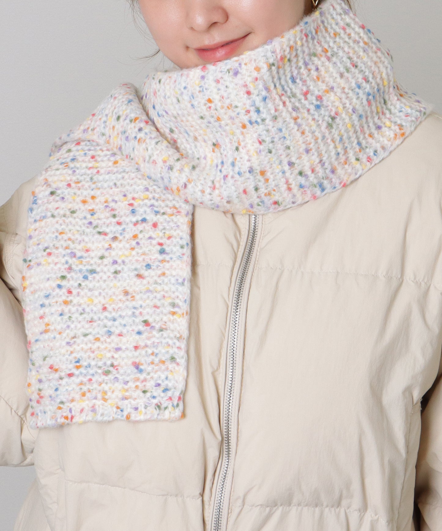 ミックス カラー タグ付き ニット マフラー