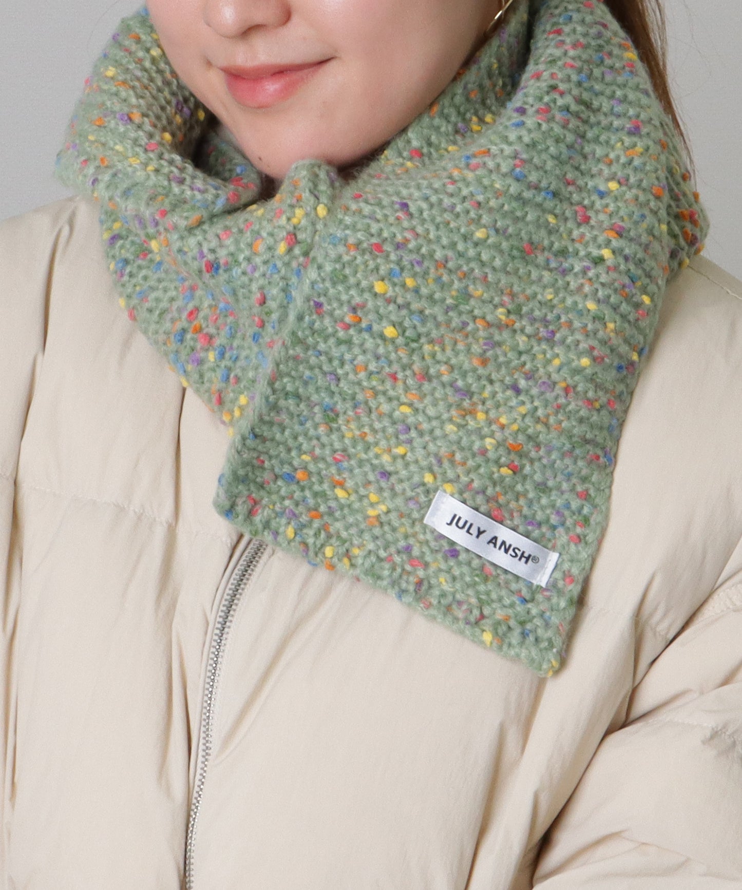 ミックス カラー タグ付き ニット マフラー