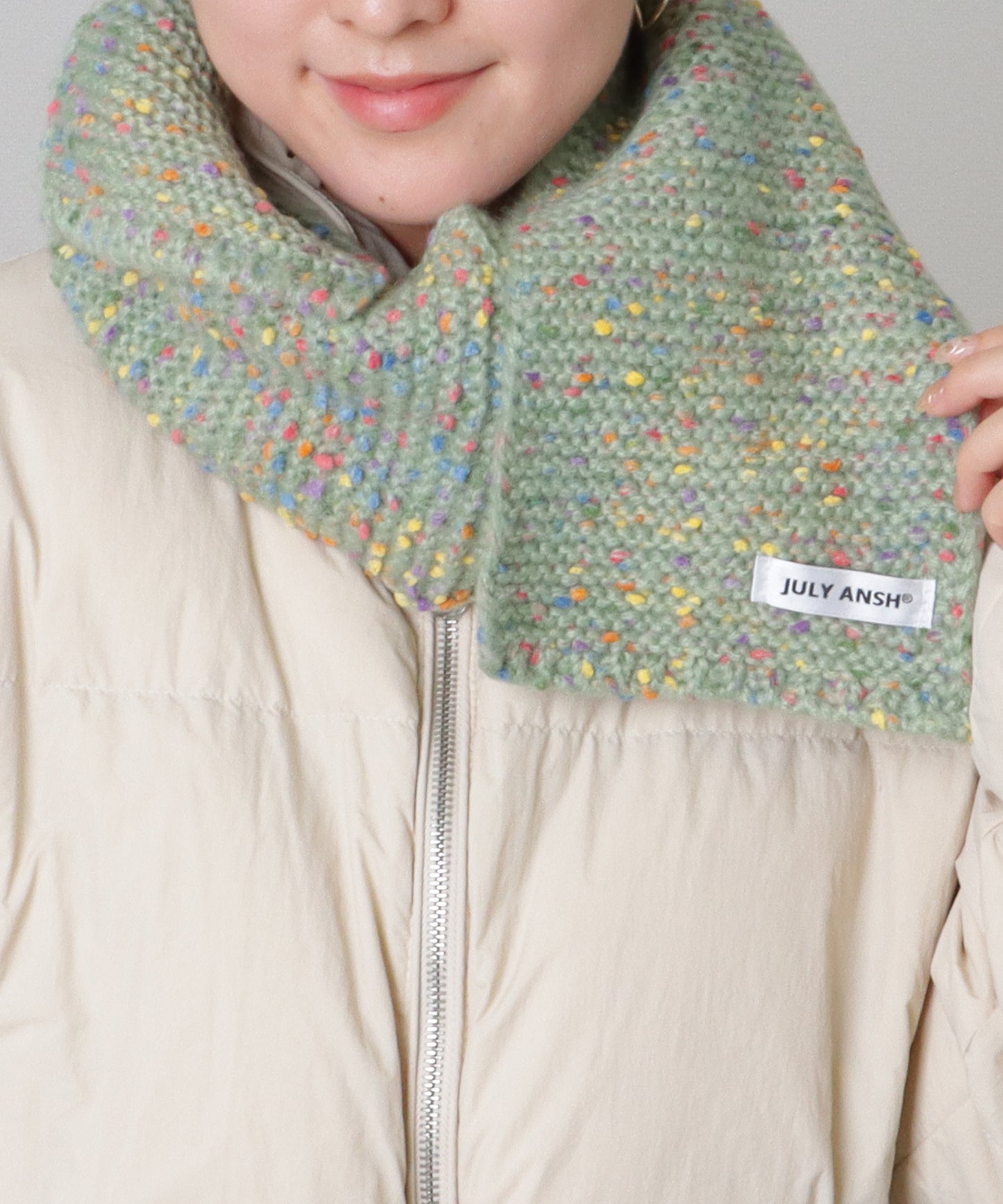 ミックス カラー タグ付き ニット マフラー