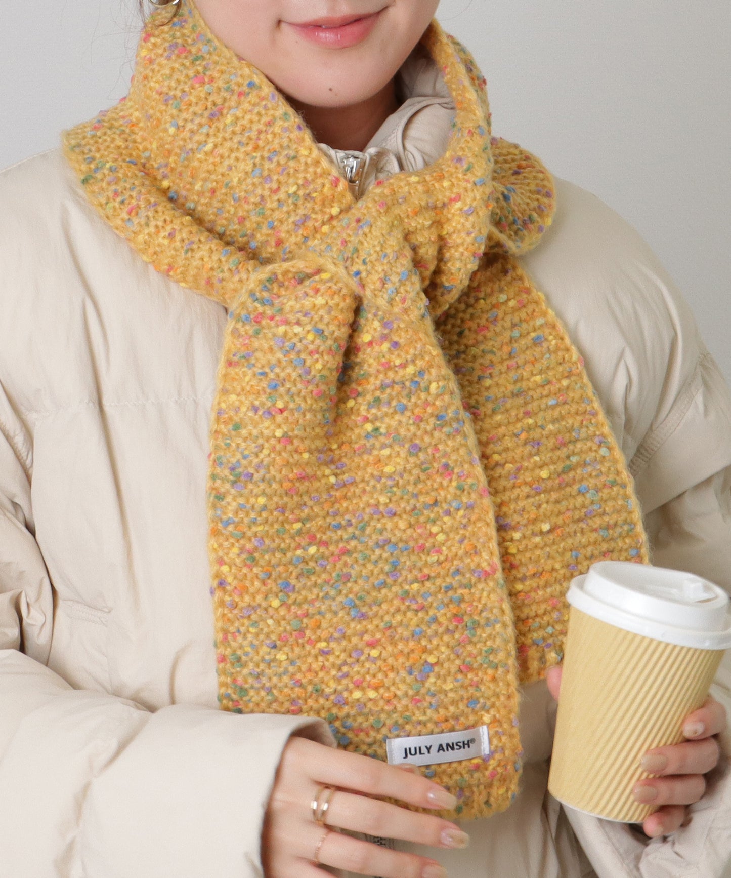 ミックス カラー タグ付き ニット マフラー