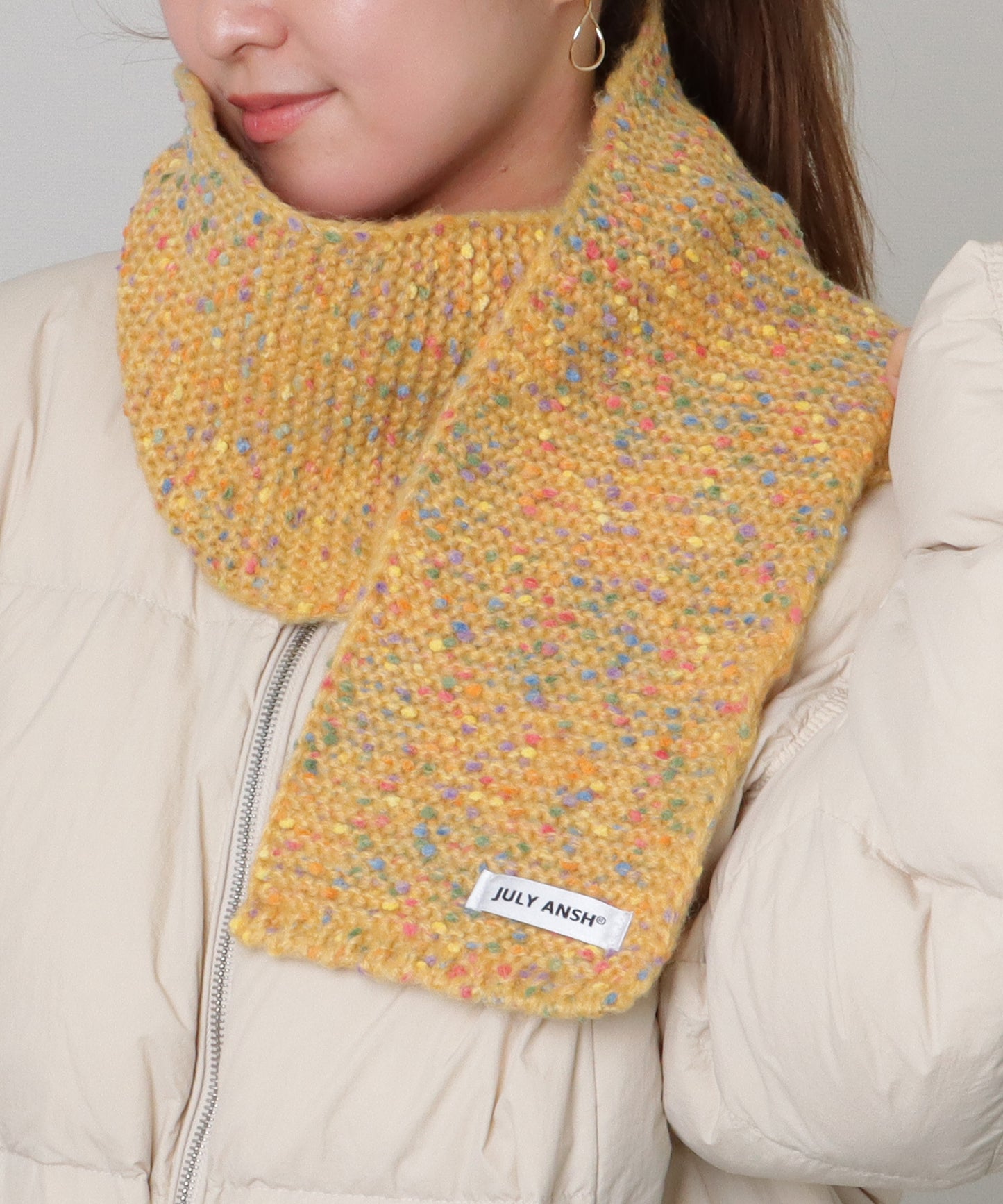 ミックス カラー タグ付き ニット マフラー