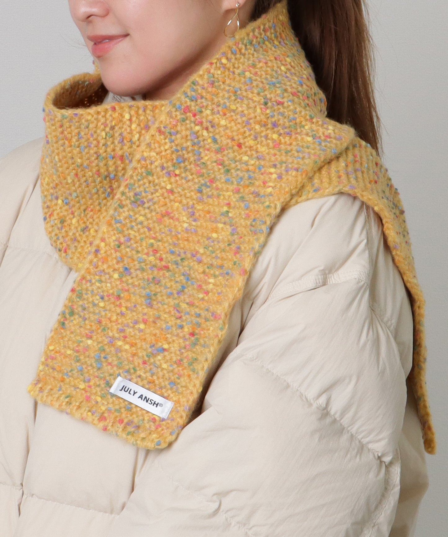 ミックス カラー タグ付き ニット マフラー