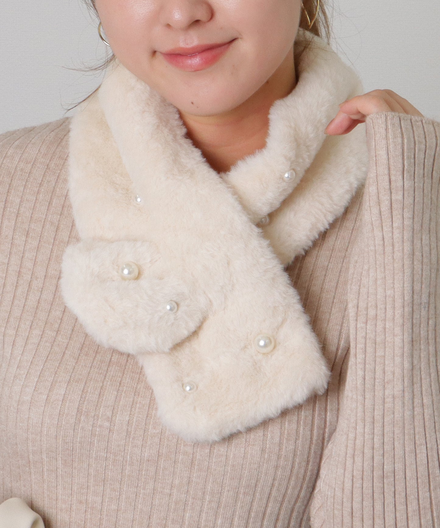 ソリッドカラー メニー パール ファー ティペット