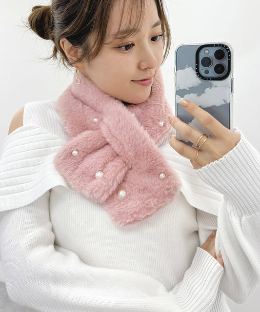 ソリッドカラー メニー パール ファー ティペット