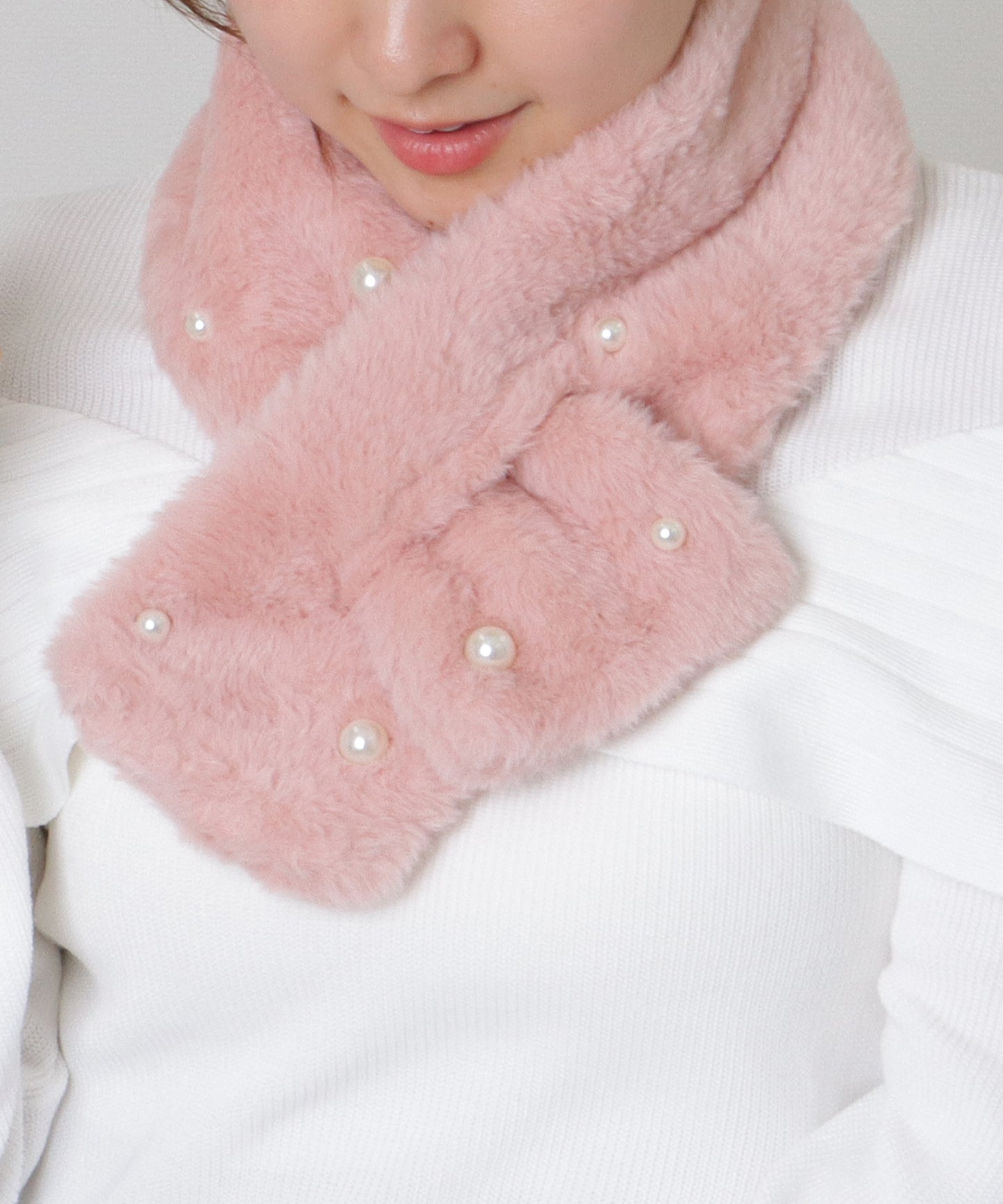 ソリッドカラー メニー パール ファー ティペット