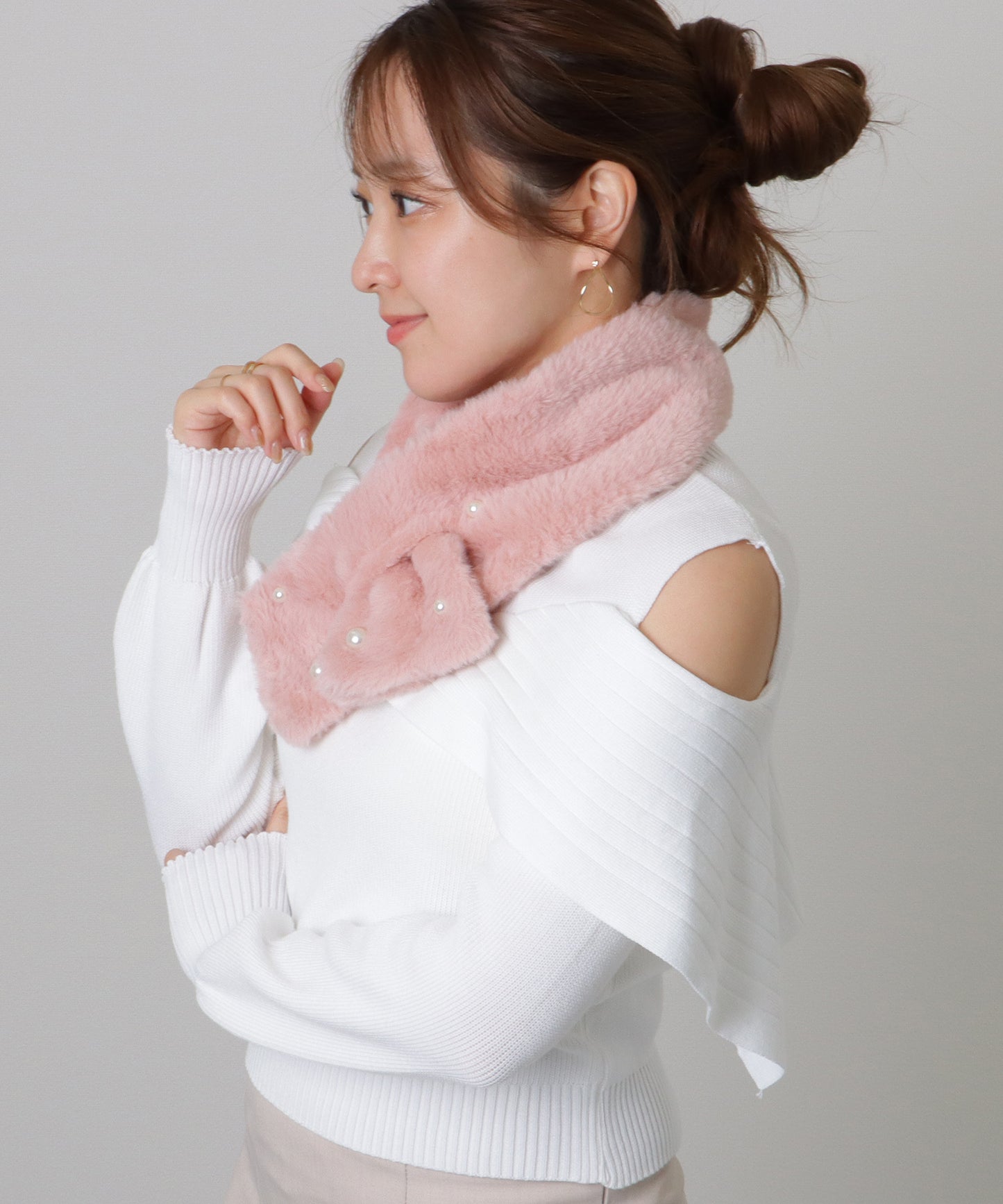 ソリッドカラー メニー パール ファー ティペット