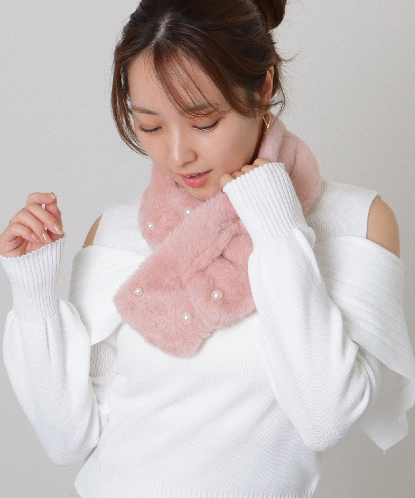 ソリッドカラー メニー パール ファー ティペット