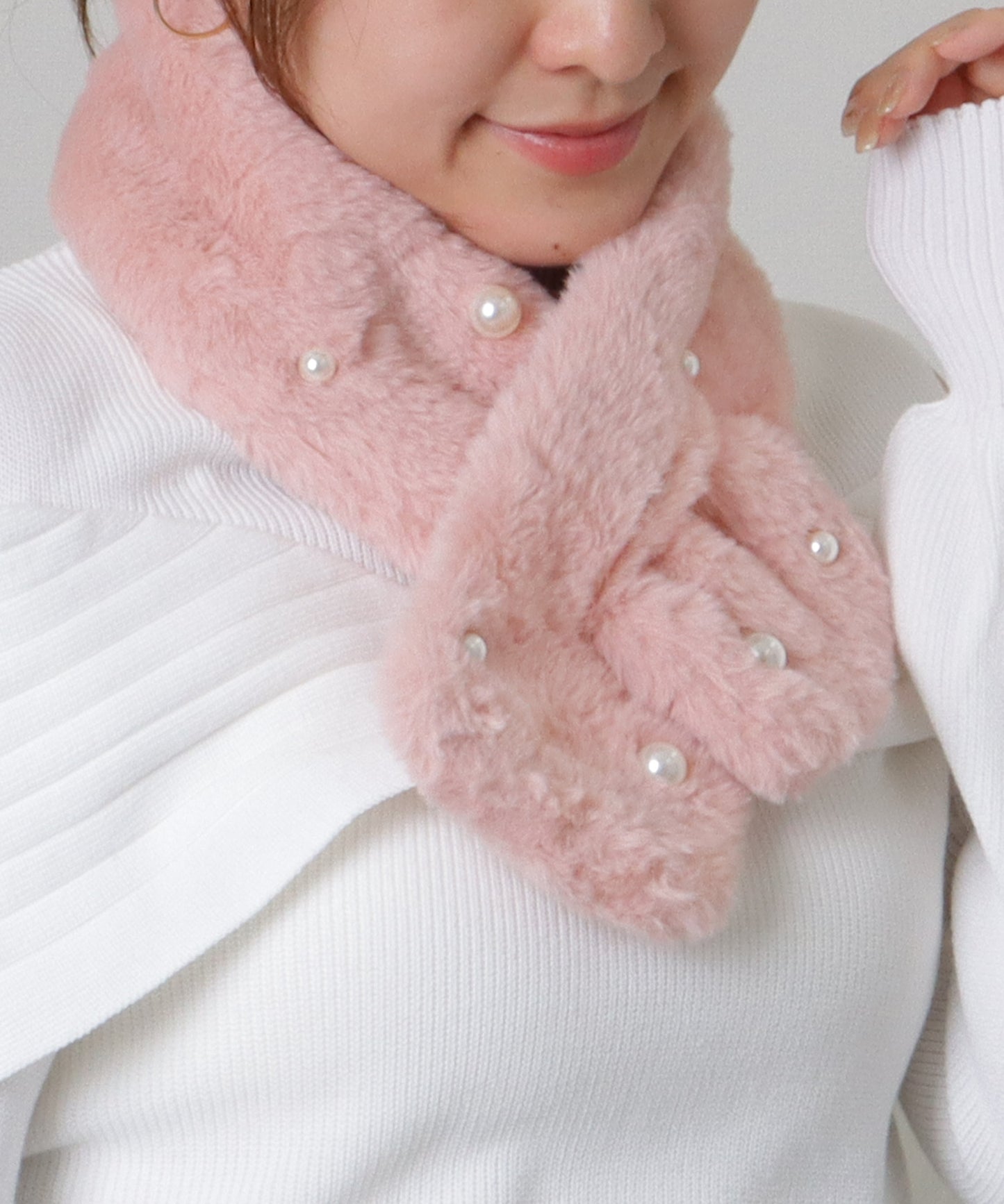 ソリッドカラー メニー パール ファー ティペット