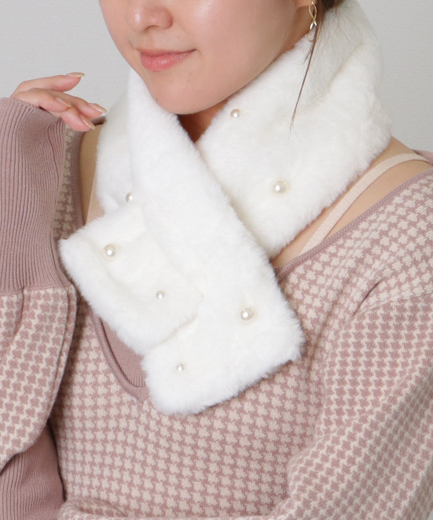 ソリッドカラー メニー パール ファー ティペット