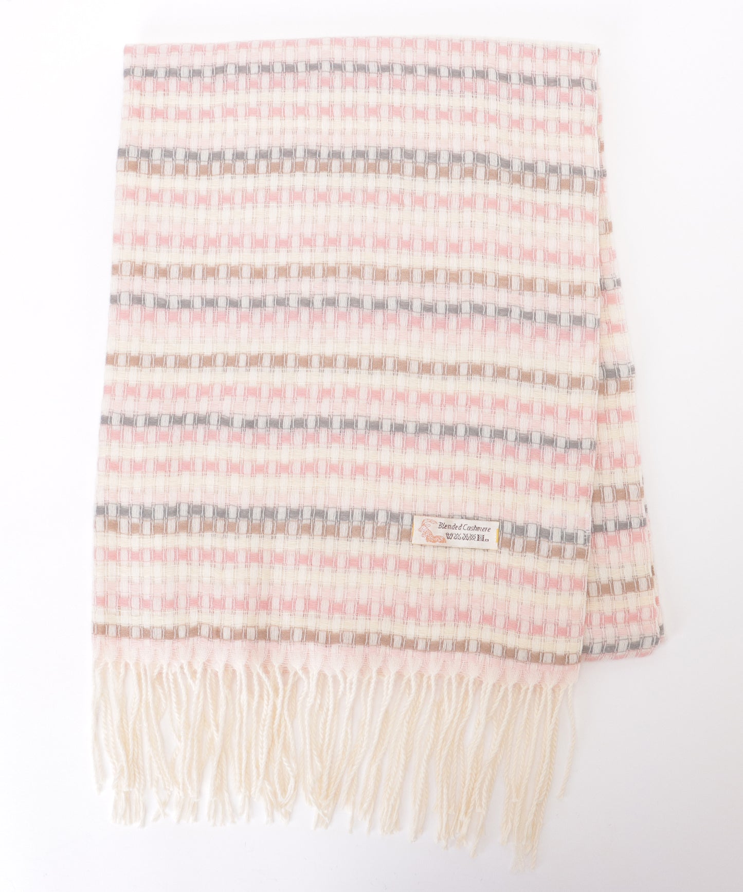 配色 チェック フリンジ ニット マフラー