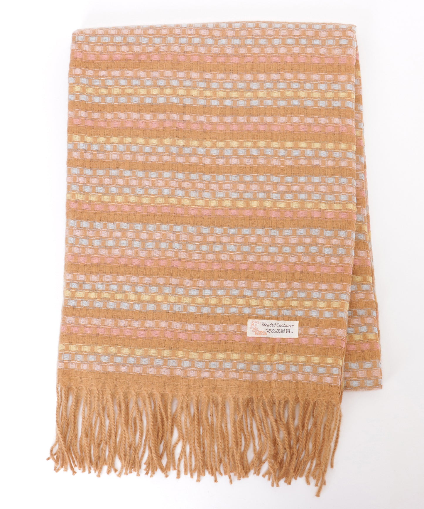 配色 チェック フリンジ ニット マフラー