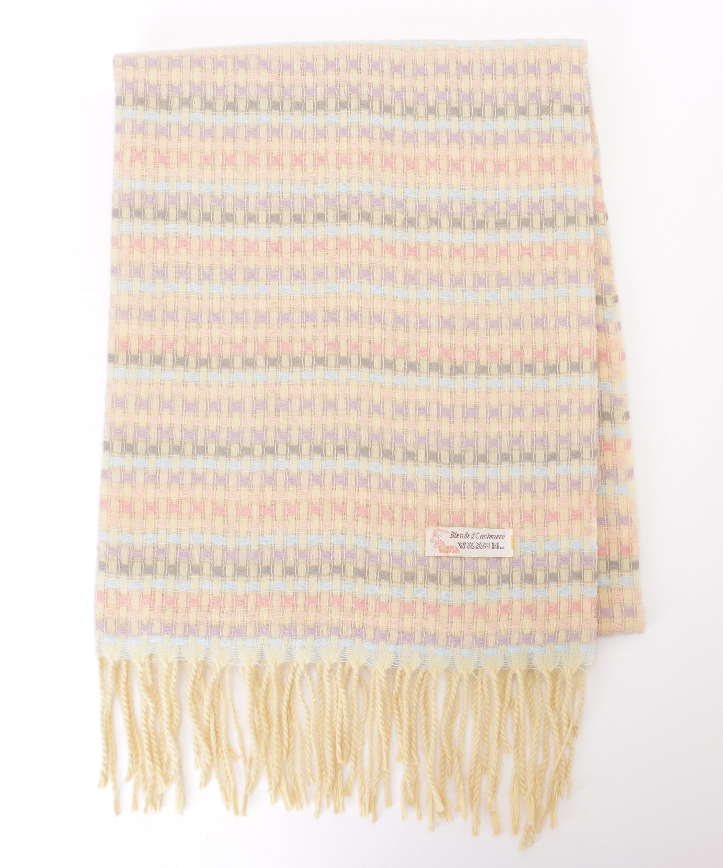 配色 チェック フリンジ ニット マフラー