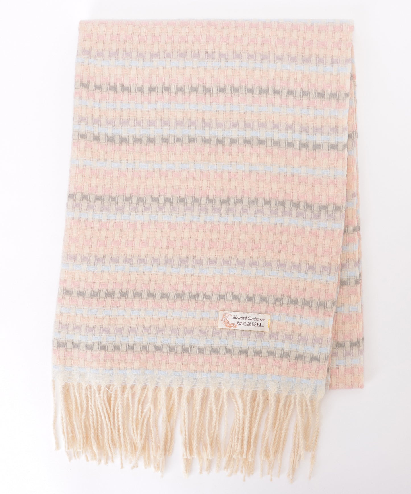 配色 チェック フリンジ ニット マフラー