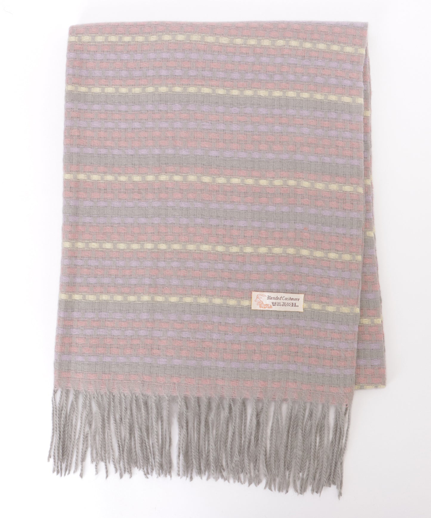 配色 チェック フリンジ ニット マフラー