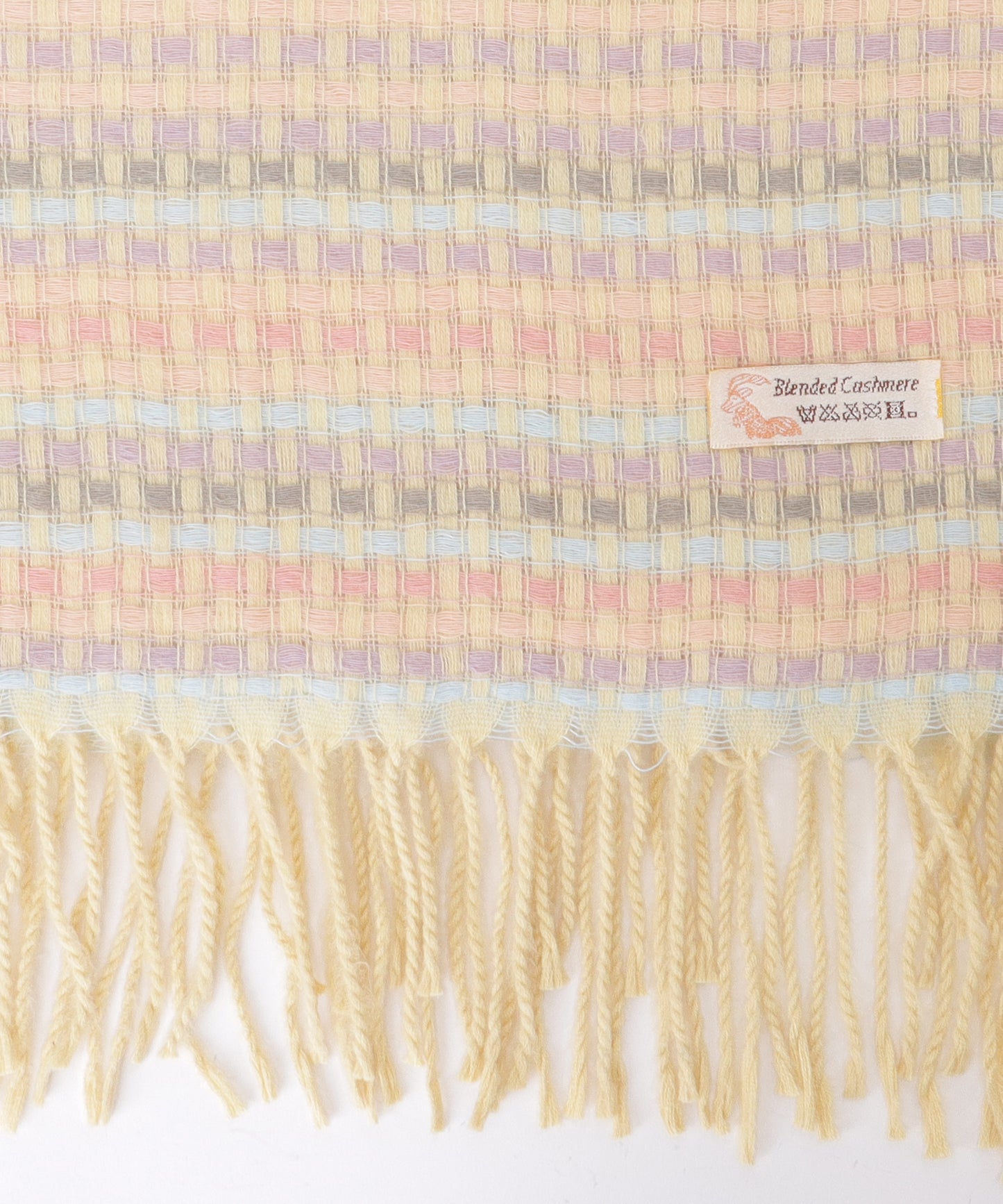 配色 チェック フリンジ ニット マフラー